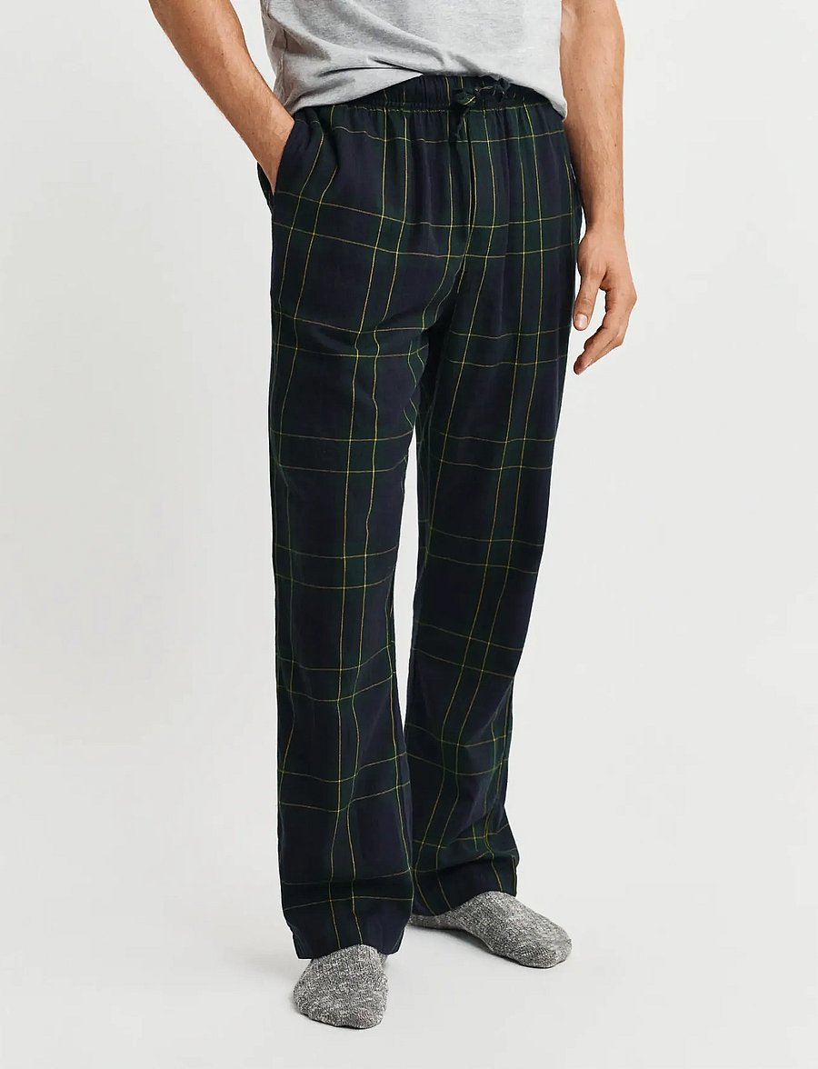 Gant - FLANNEL CHECK PANTS - pyjamasbyxor - forest green - 0