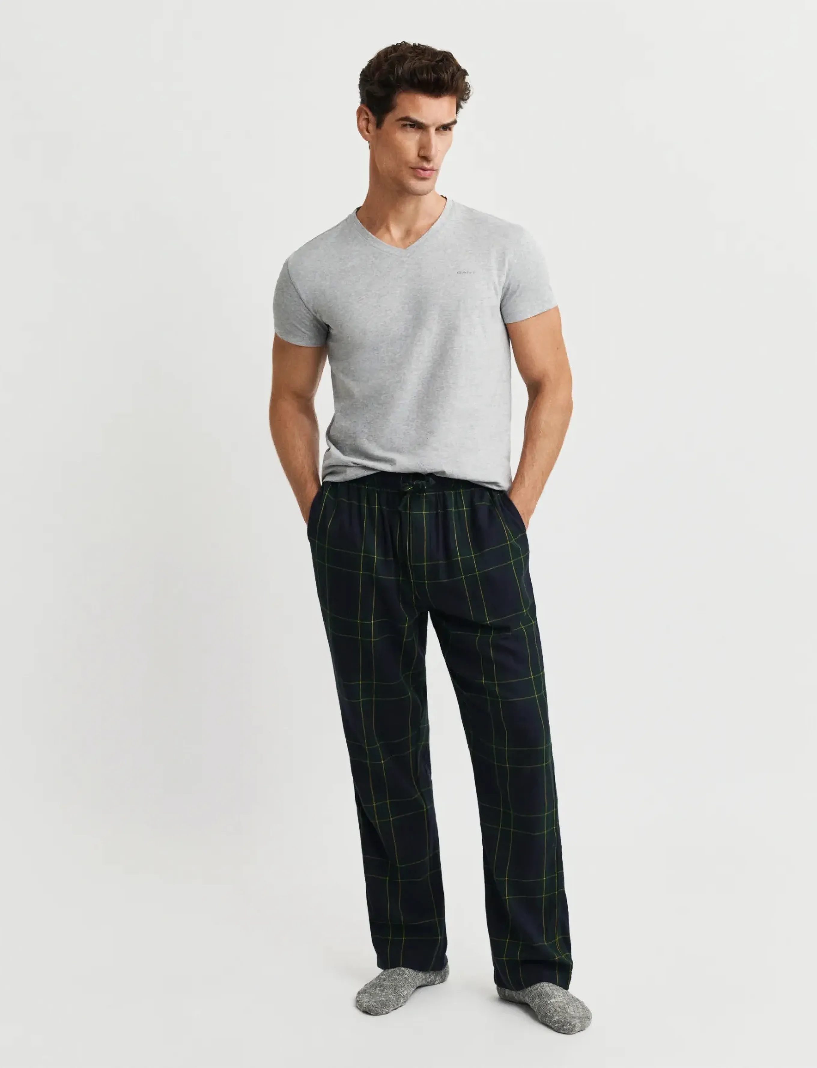 Gant - FLANNEL CHECK PANTS - pyjamasbyxor - forest green - 2