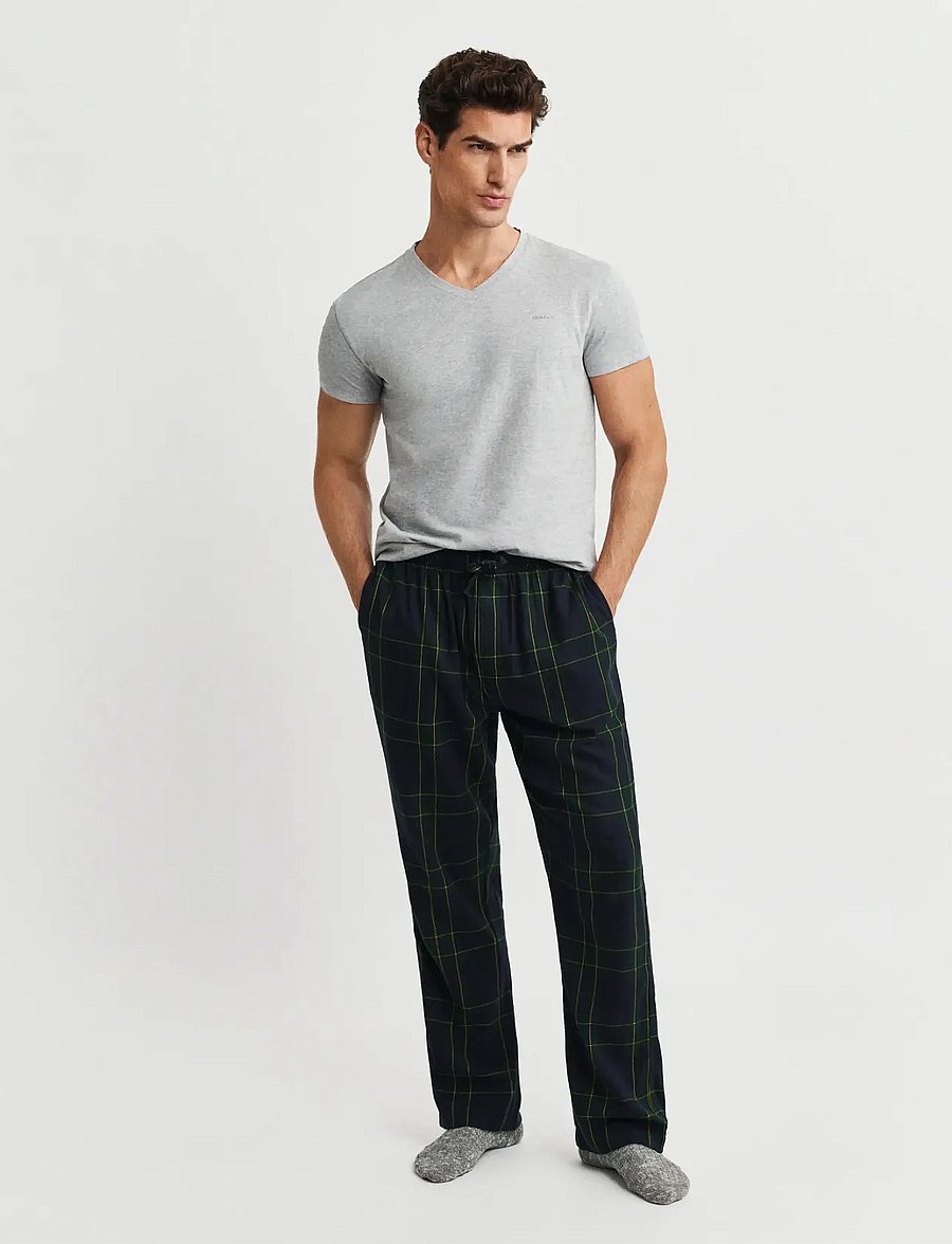 Gant - FLANNEL CHECK PANTS - pyjamasbyxor - forest green - 2