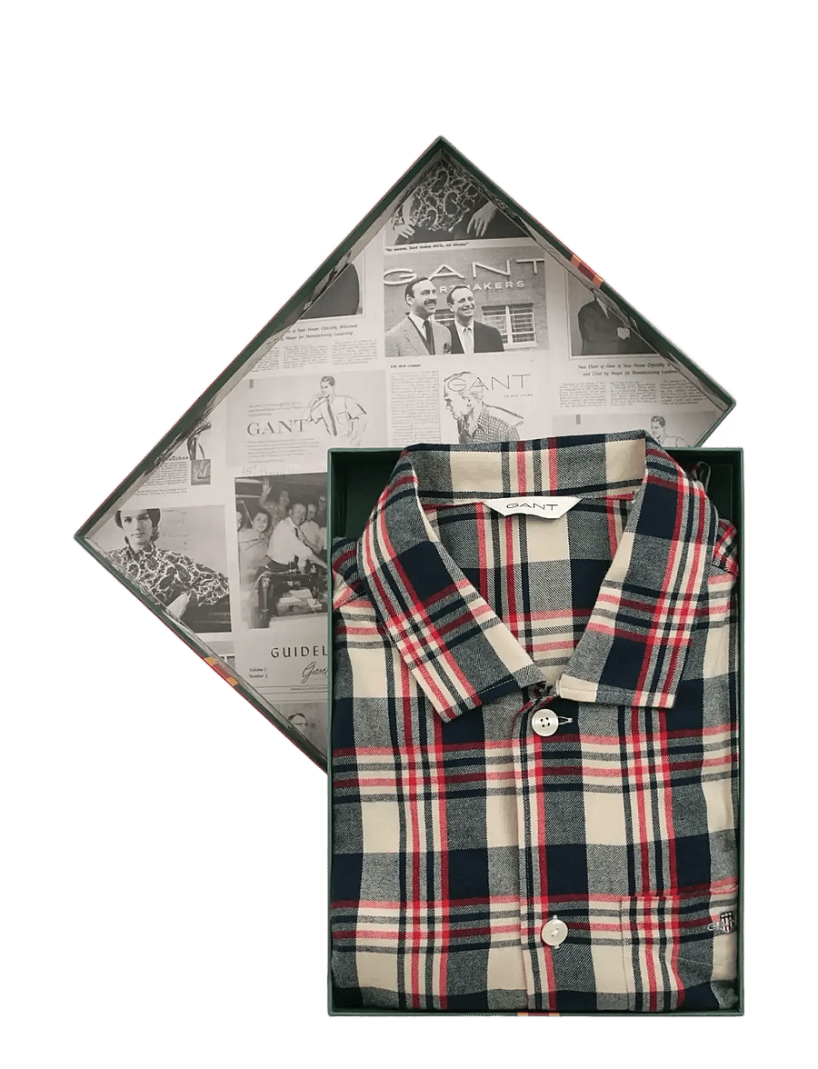 Gant - FLANNEL CHECK PAJAMA SET GIFT BOX - pyjamasets - ruby red - 1