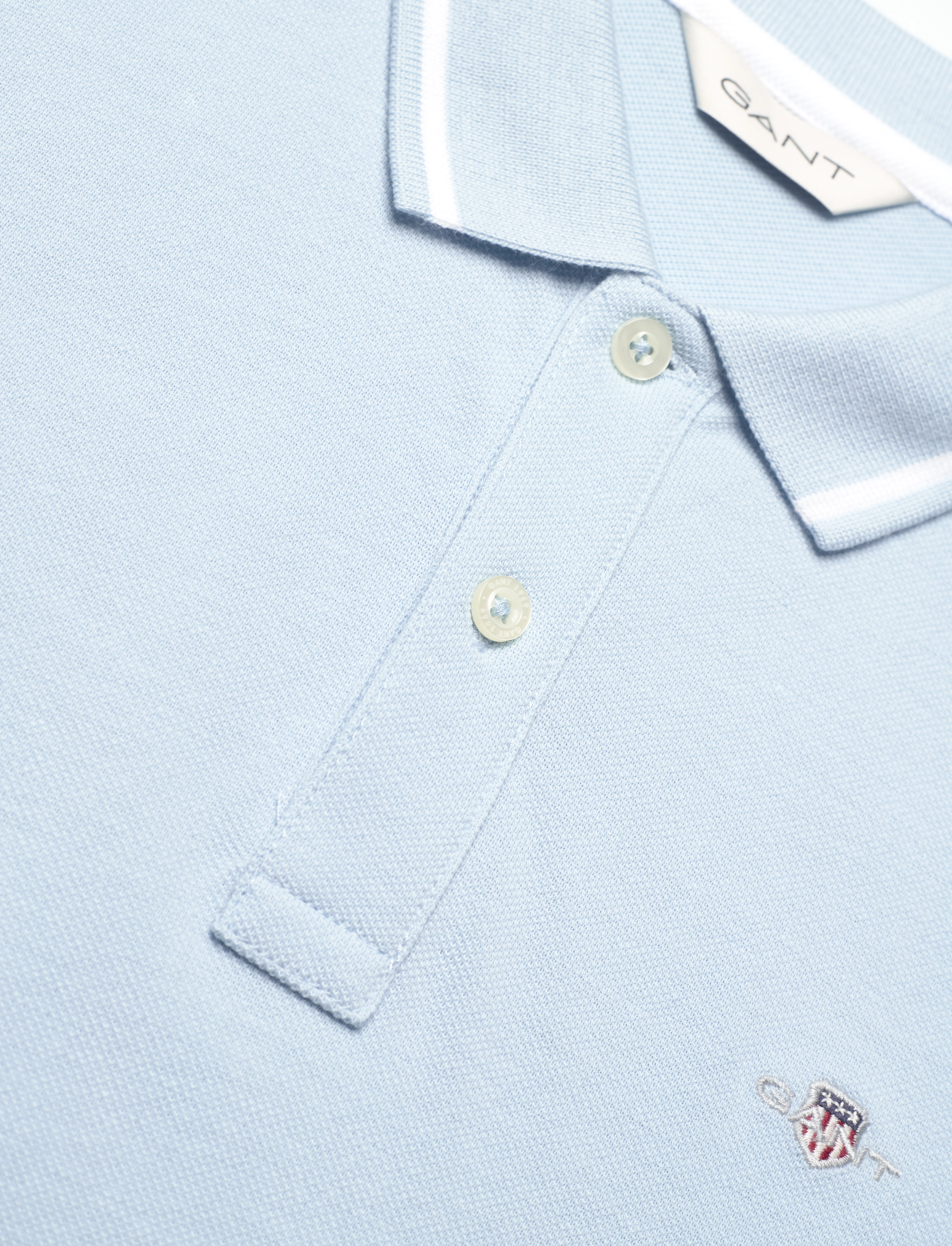 Gant - CONTRAST TIPPING SS PIQUE RUGGER - korte mouwen - calming blue - 2