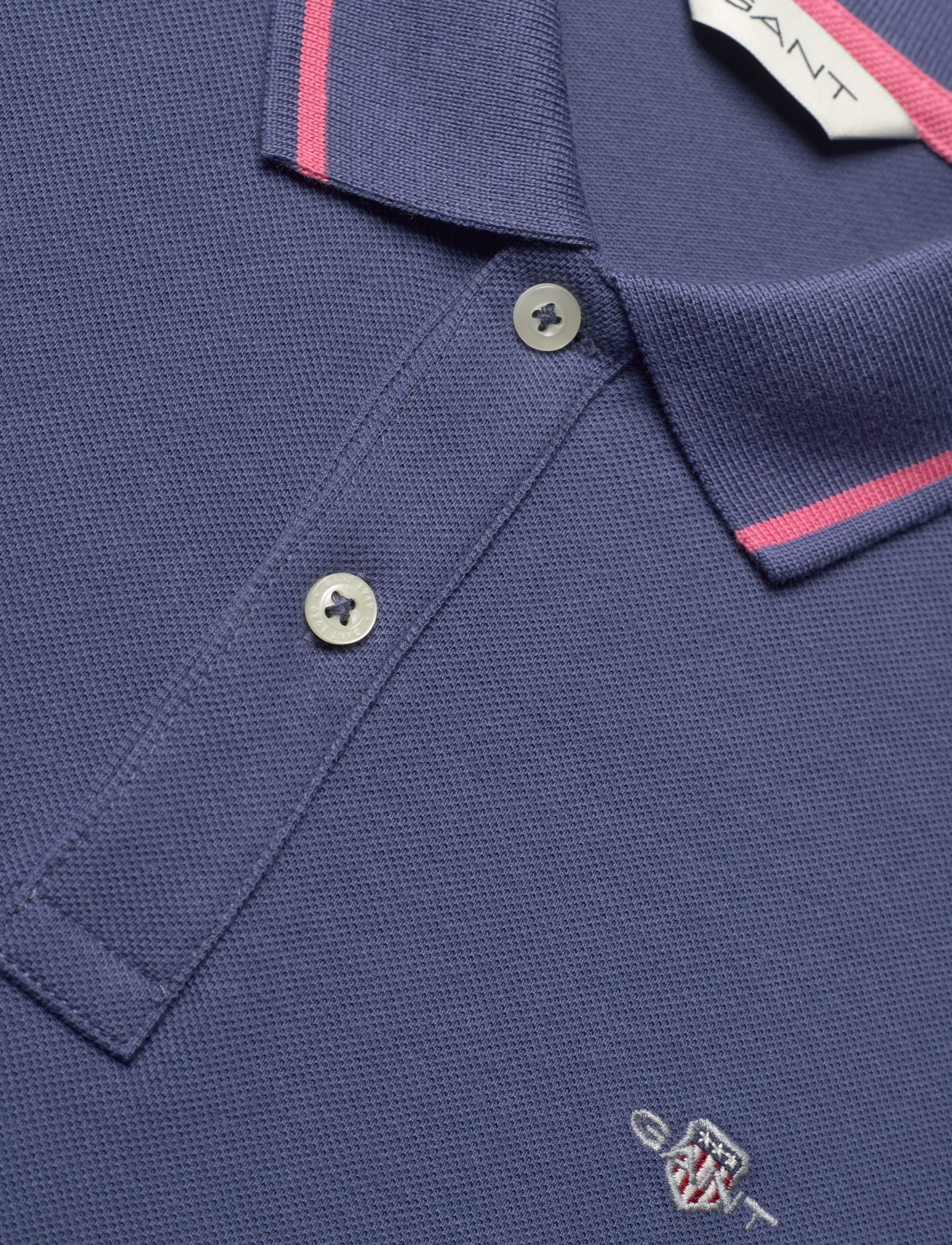 Gant - CONTRAST TIPPING SS PIQUE RUGGER - kortærmede poloer - dusty navy - 2