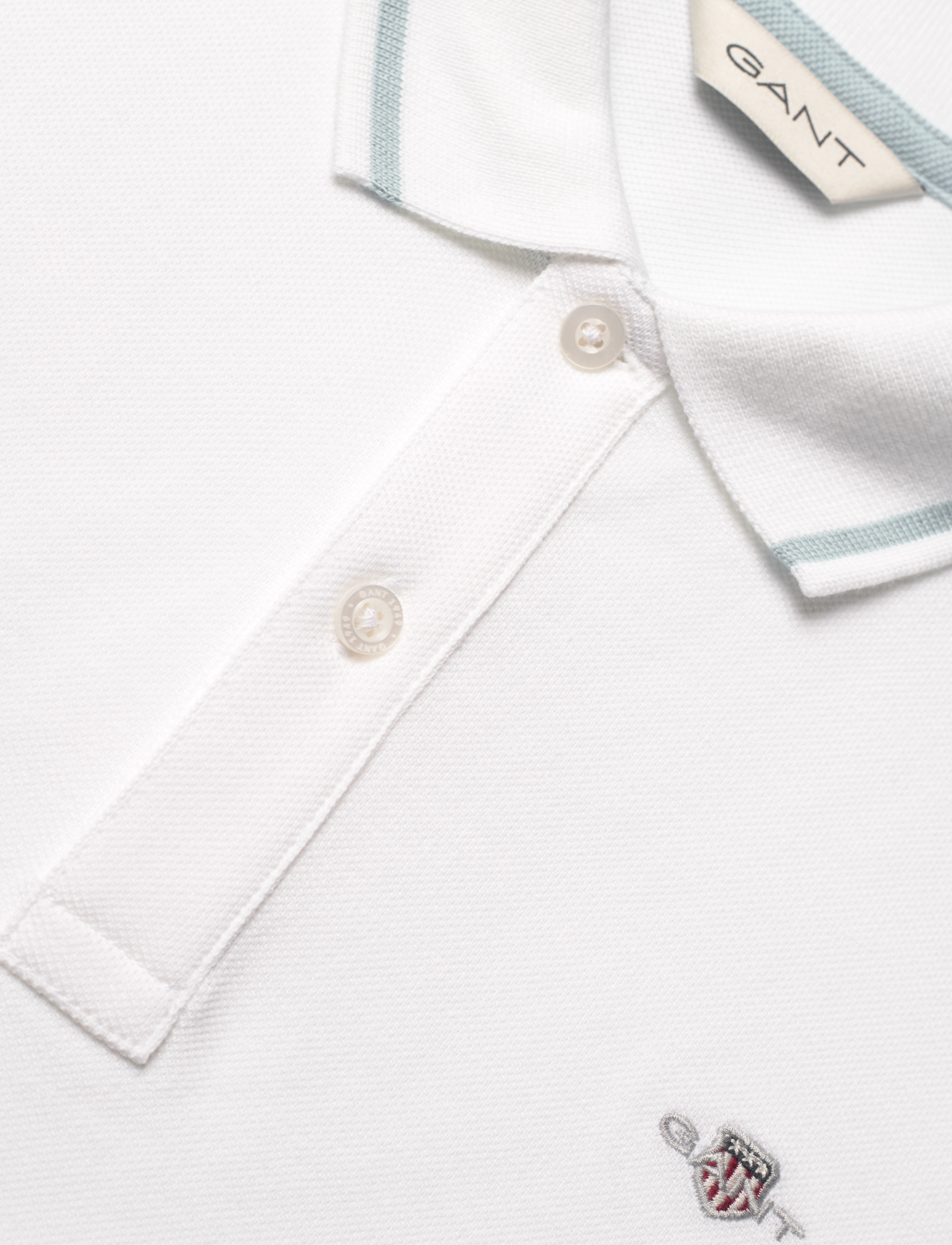 Gant - CONTRAST TIPPING SS PIQUE RUGGER - kortærmede poloer - white - 2