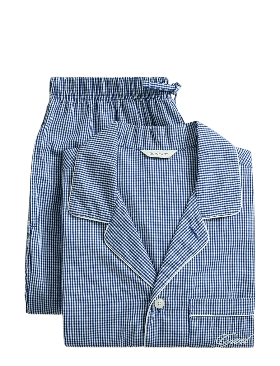 Gant - MINI GINGHAM POPLIN PAJAMA SET - pyjamasets - college blue - 1