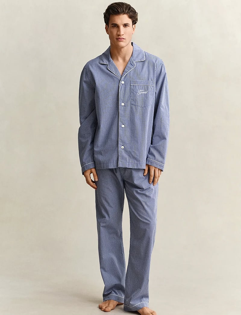 GANT - MINI GINGHAM POPLIN PAJAMA SET - pyjamasets - college blue - 0