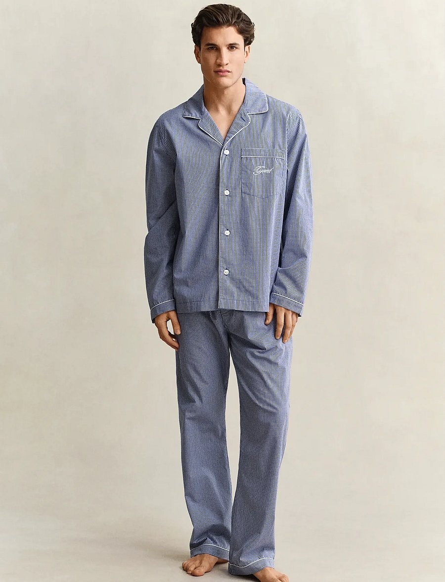 Gant - MINI GINGHAM POPLIN PAJAMA SET - pyjamasets - college blue - 0