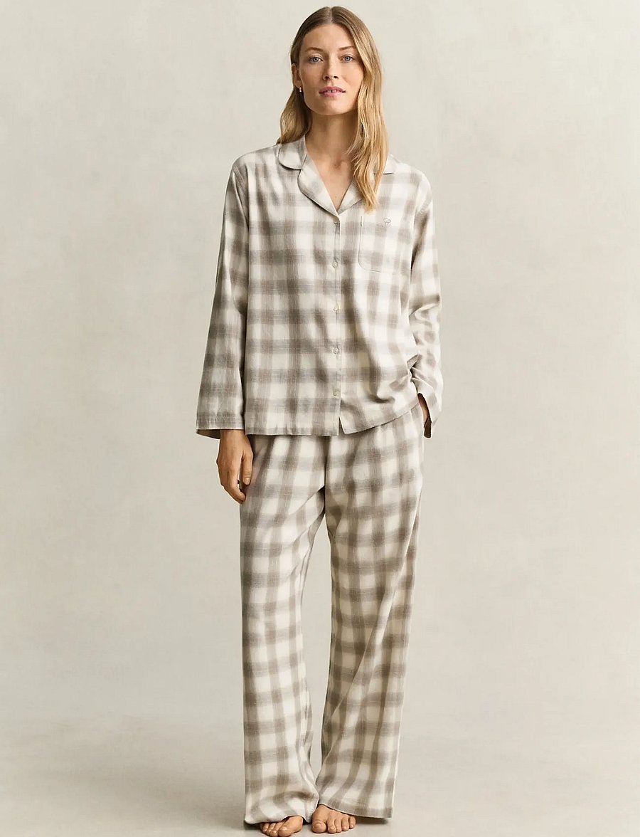 Gant - CHECKED FLANNEL PAJAMA SET - mist taupe - 0