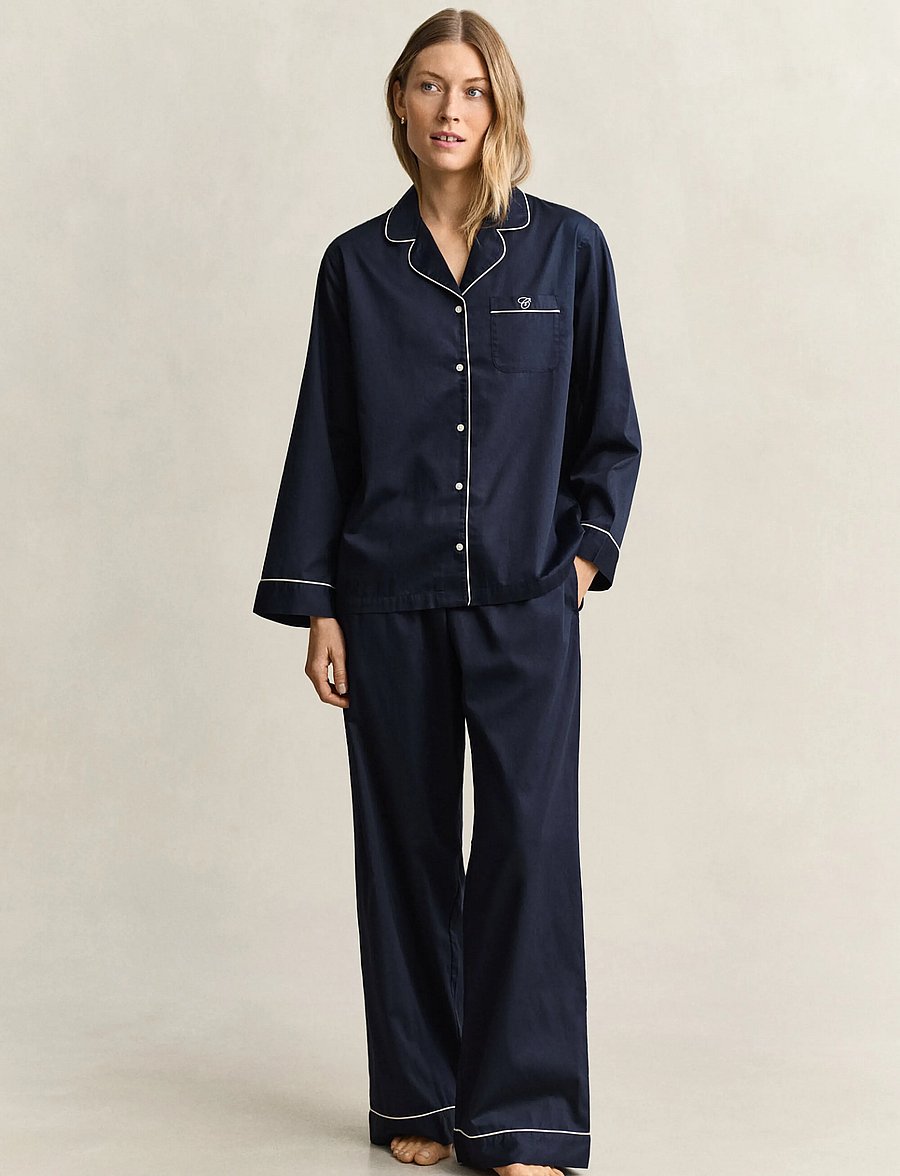 Gant - SATIN PAJAMA SET - pyjamas - evening blue - 2