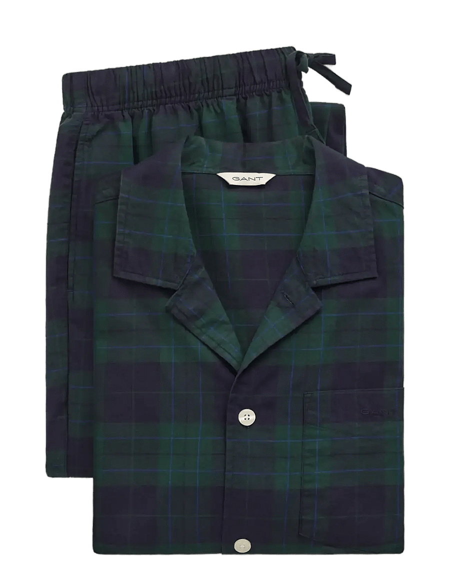 Gant - CHECKED PAJAMA SET GIFTBOX - pyjamasets - tartan green - 1