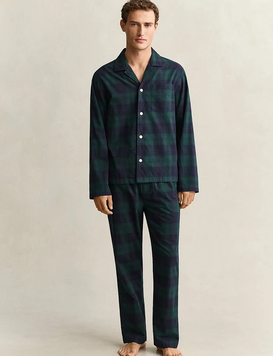 Gant - CHECKED PAJAMA SET GIFTBOX - pyjamasets - tartan green - 0