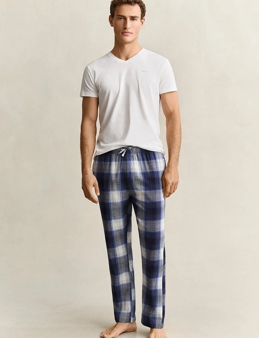 Gant - FLANNEL CHECKED PYJAMA PANT - pyjamasbyxor - marine - 0