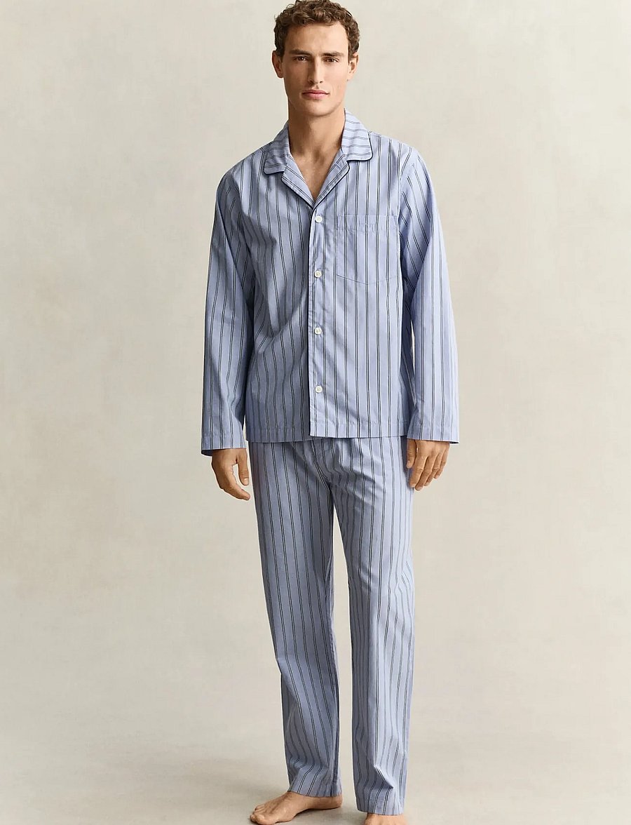 Gant - STRIPED POPLIN PYJAMA SET - nattøj sæt - lavender blue - 0