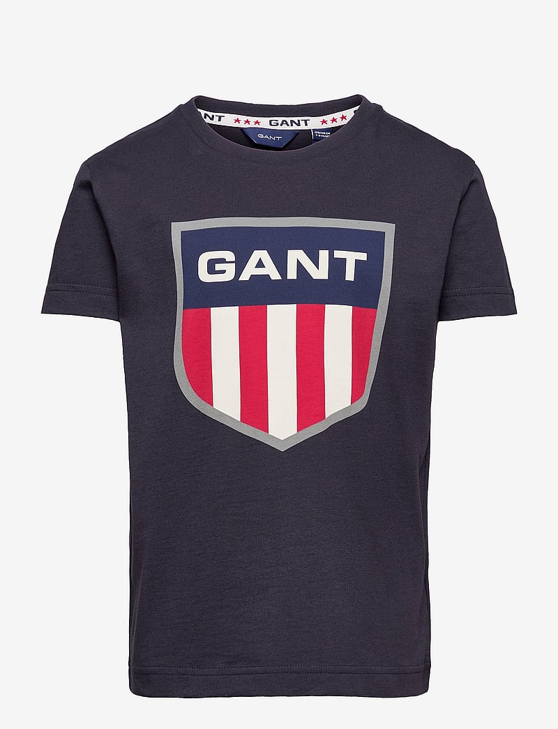 GANT - D1. RETRO SHIELD SS T-SHIRT - short-sleeved t-shirts - evening blue - 0