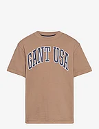 OVERSIZED GANT USA T-SHIRT - COCOA BROWN