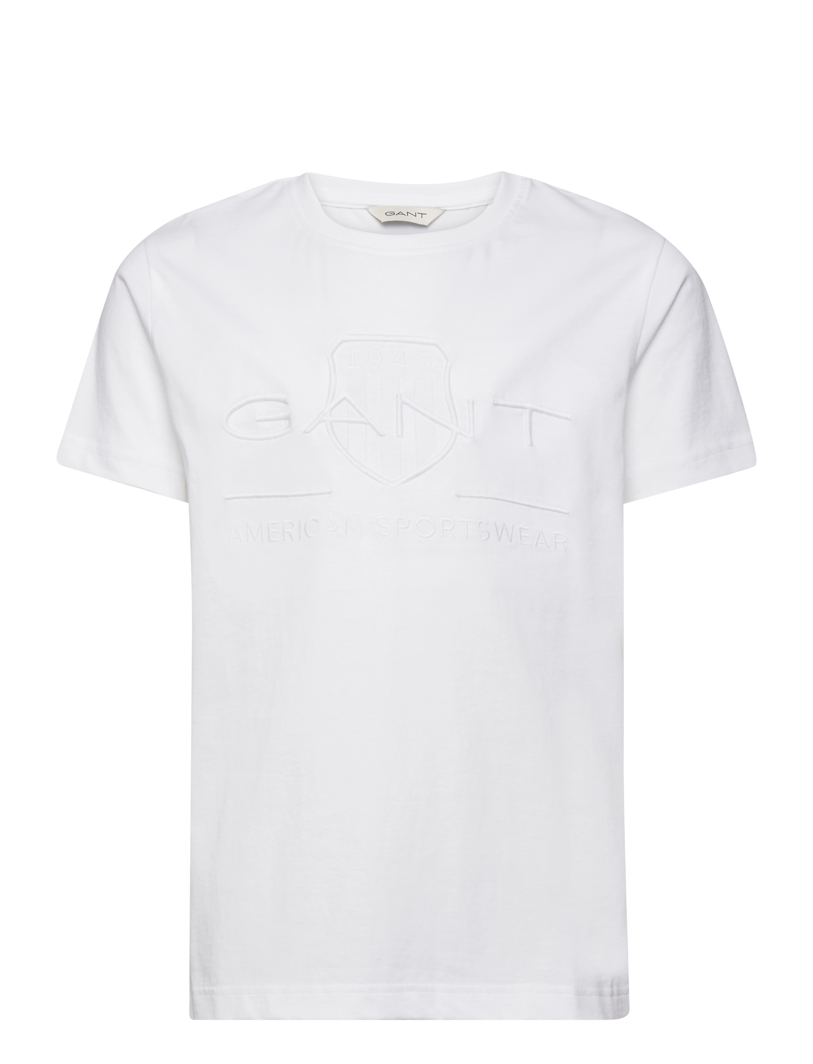 Gant TONAL AS SS T-SHIRT - Overdele - WHITE / white