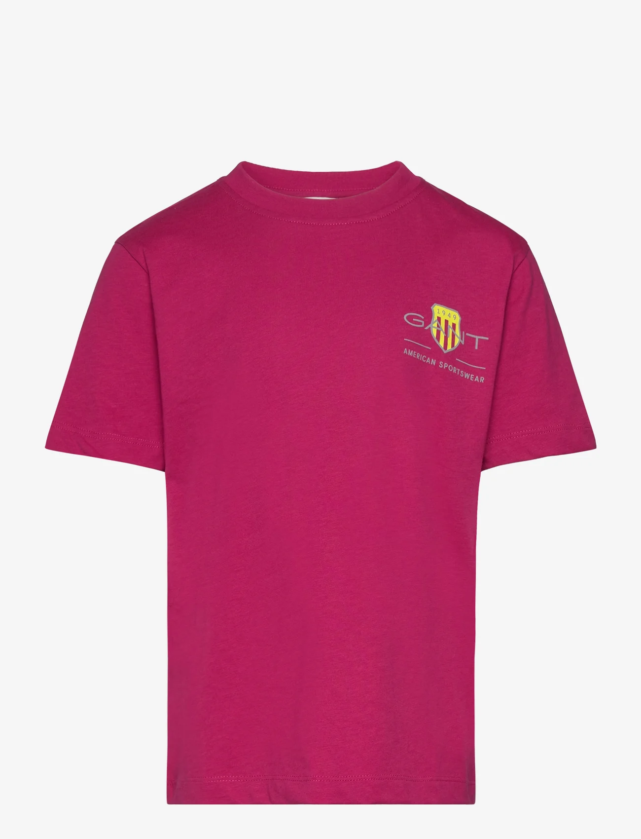 GANT - RELAXED CONTRAST SHIELD T-SHIRT - kortärmade t-shirts - deep fuchsia - 0