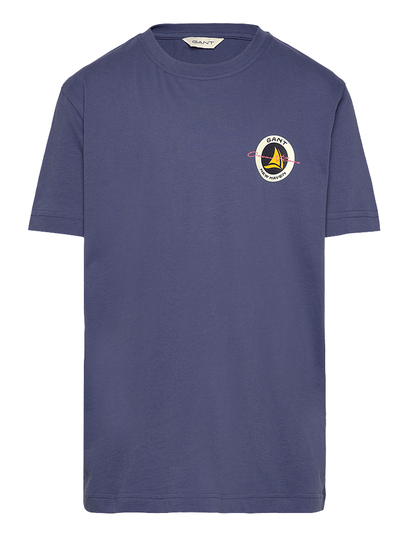 GANT - GANT SAILING GRAPHIC T-SHIRT - lühikeste varrukatega t-särgid - dusty navy - 0