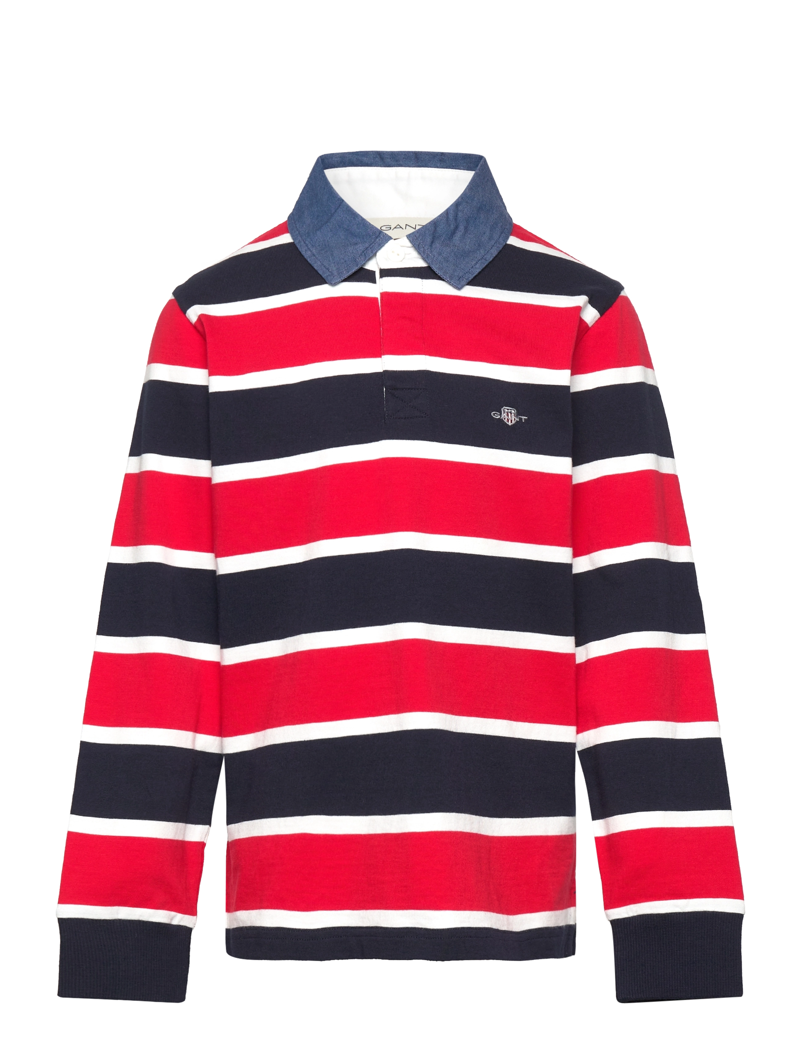 Gant Striped Shield Rugger, 170, Multi/patterned, Polo Skjorter > Langærmede Polo Shirts, Børn