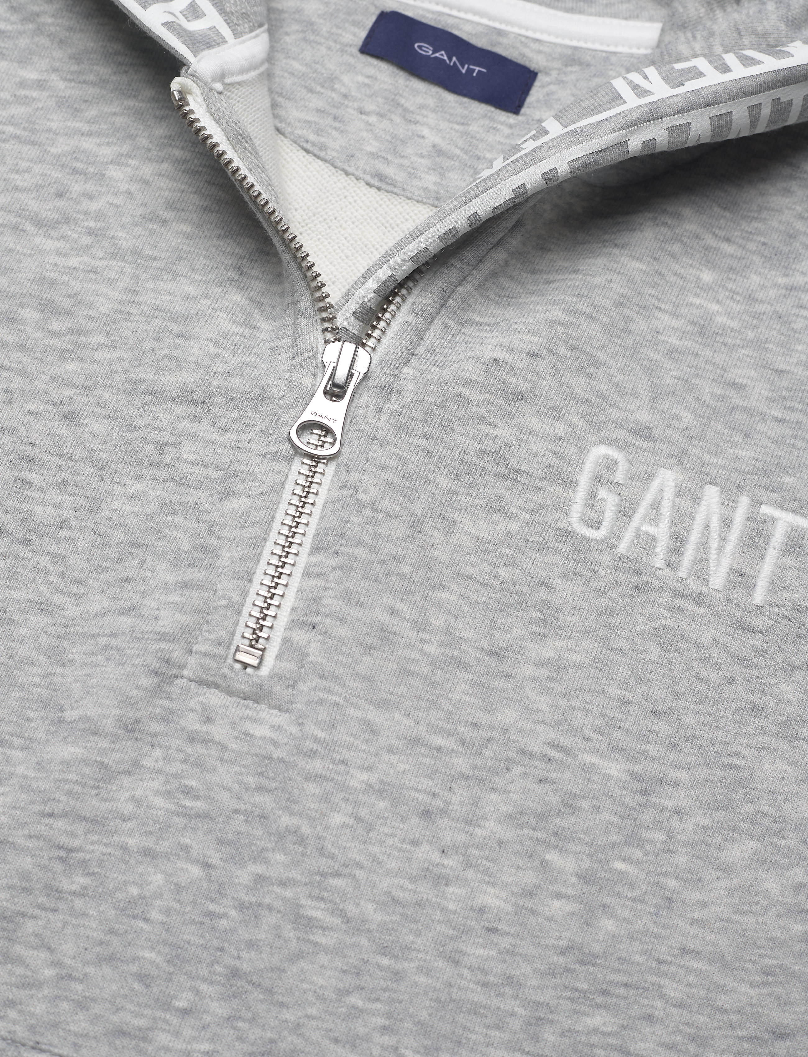 GANT - D1. GANT EST. HALF ZIP HOODIE - light grey melange - 2