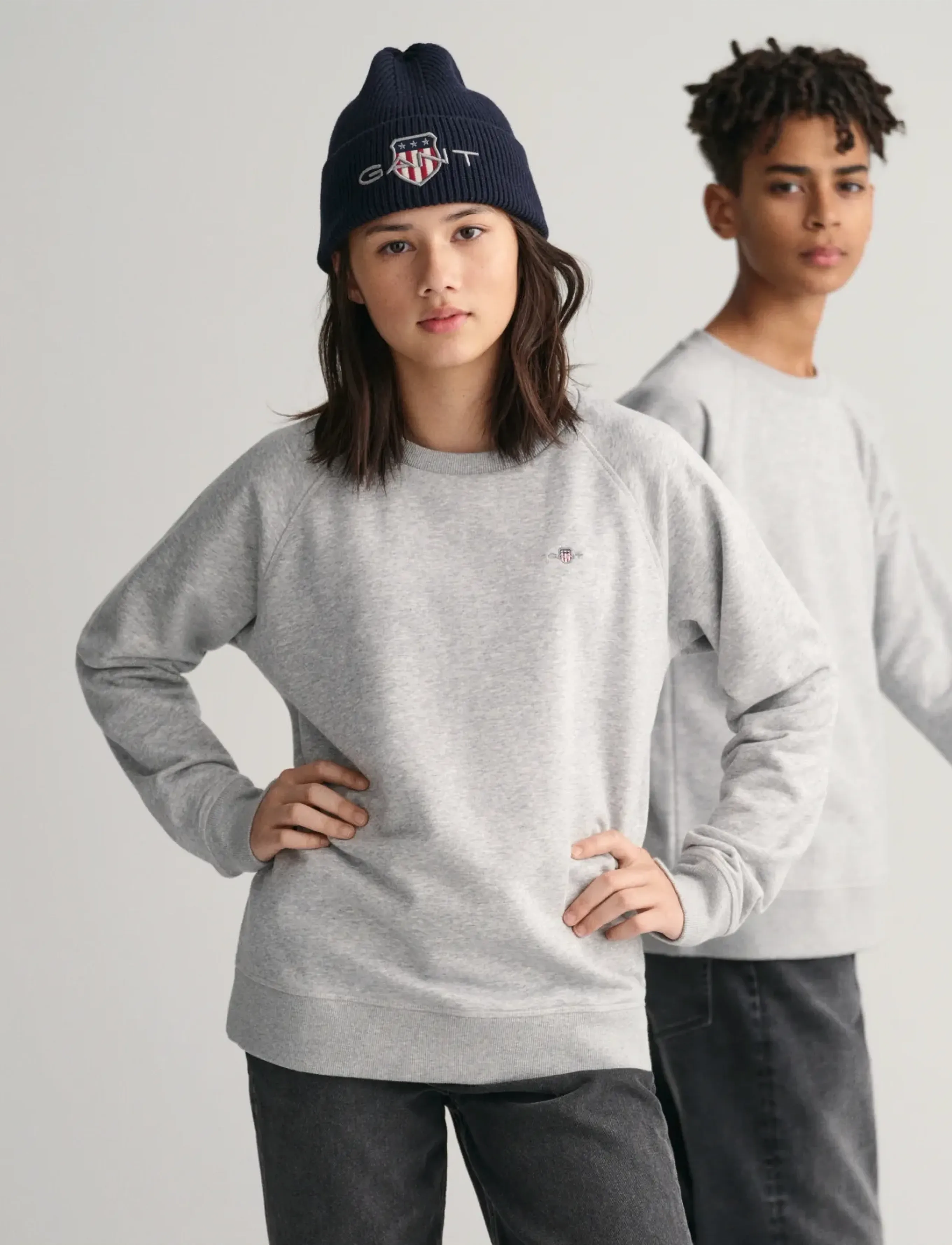 GANT SHIELD C-NECK - Sweatshirts & Kapuzenpullover - LIGHT GREY MELANGE / grey