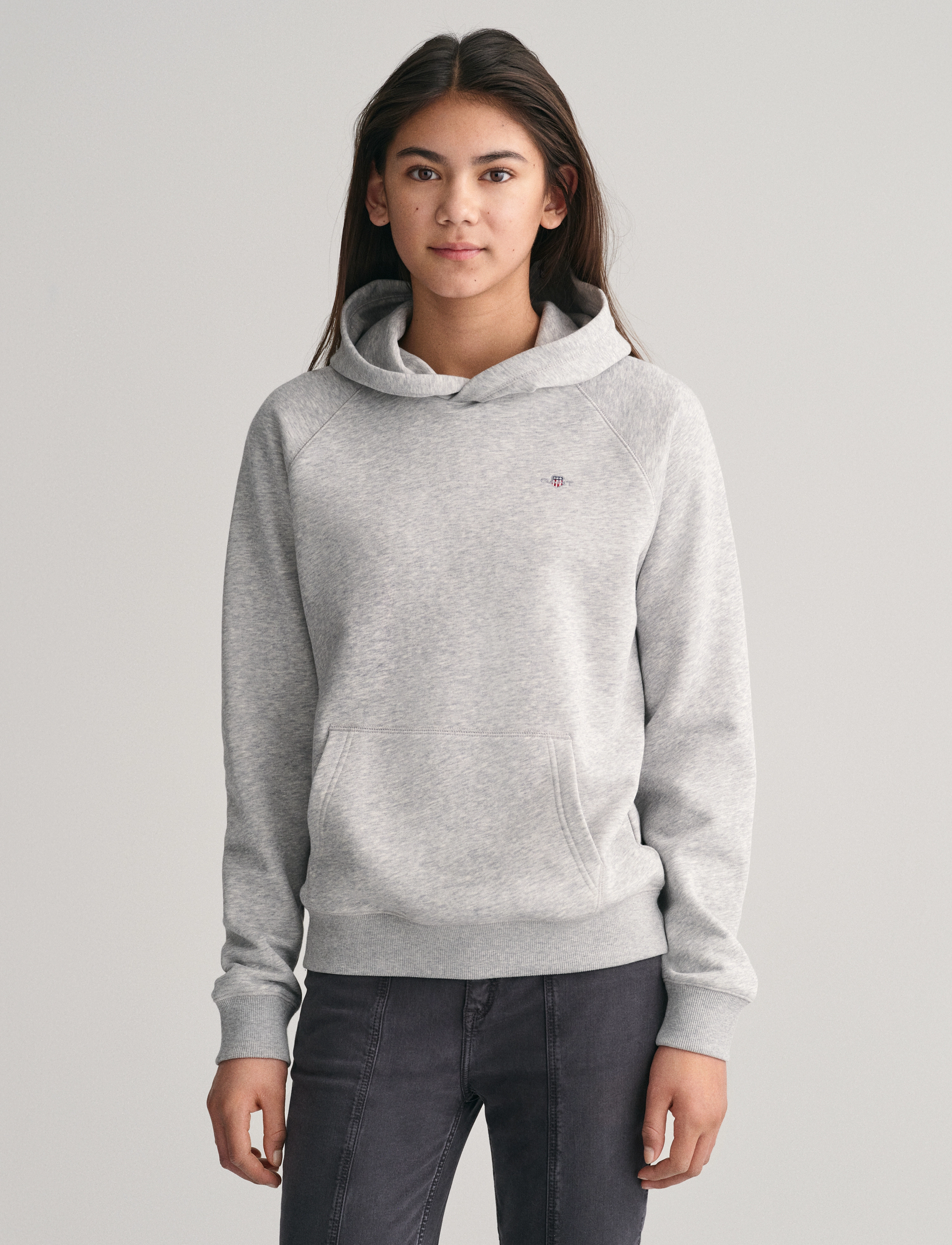Gant Shield Hoodie, Børn, Pullover Hættetrøje, Grå, Str: 134-140