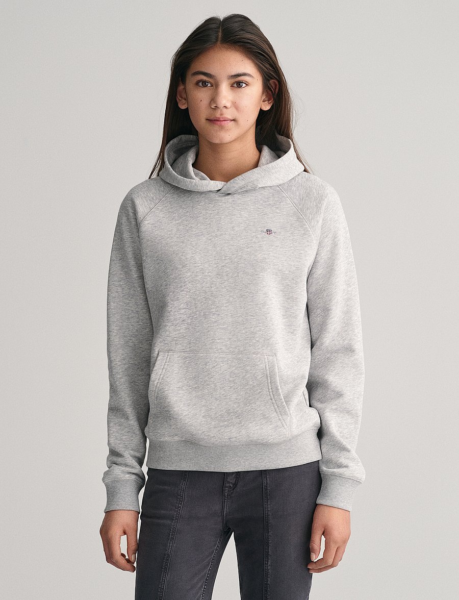 Gant - SHIELD HOODIE - kapuzenpullover - light grey melange - 0