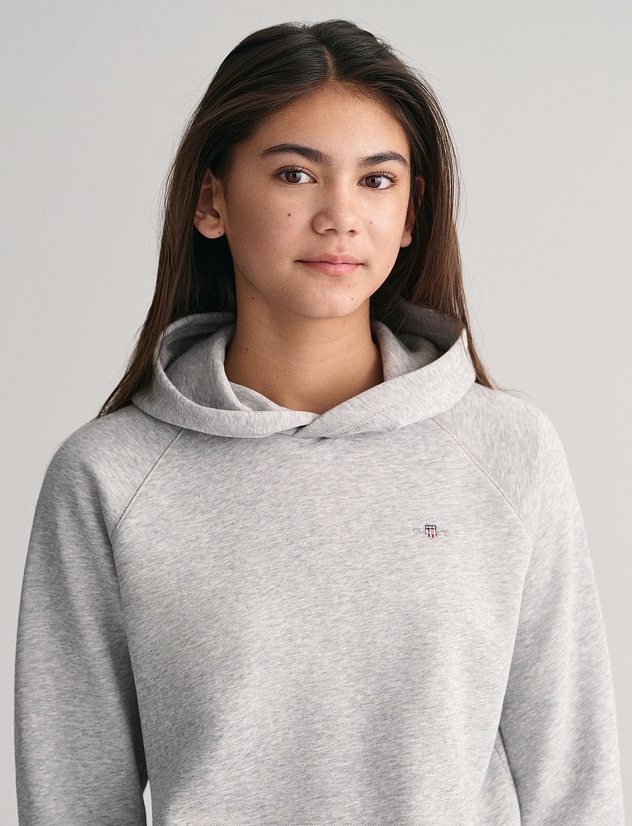 Gant - SHIELD HOODIE - kapuzenpullover - light grey melange - 4