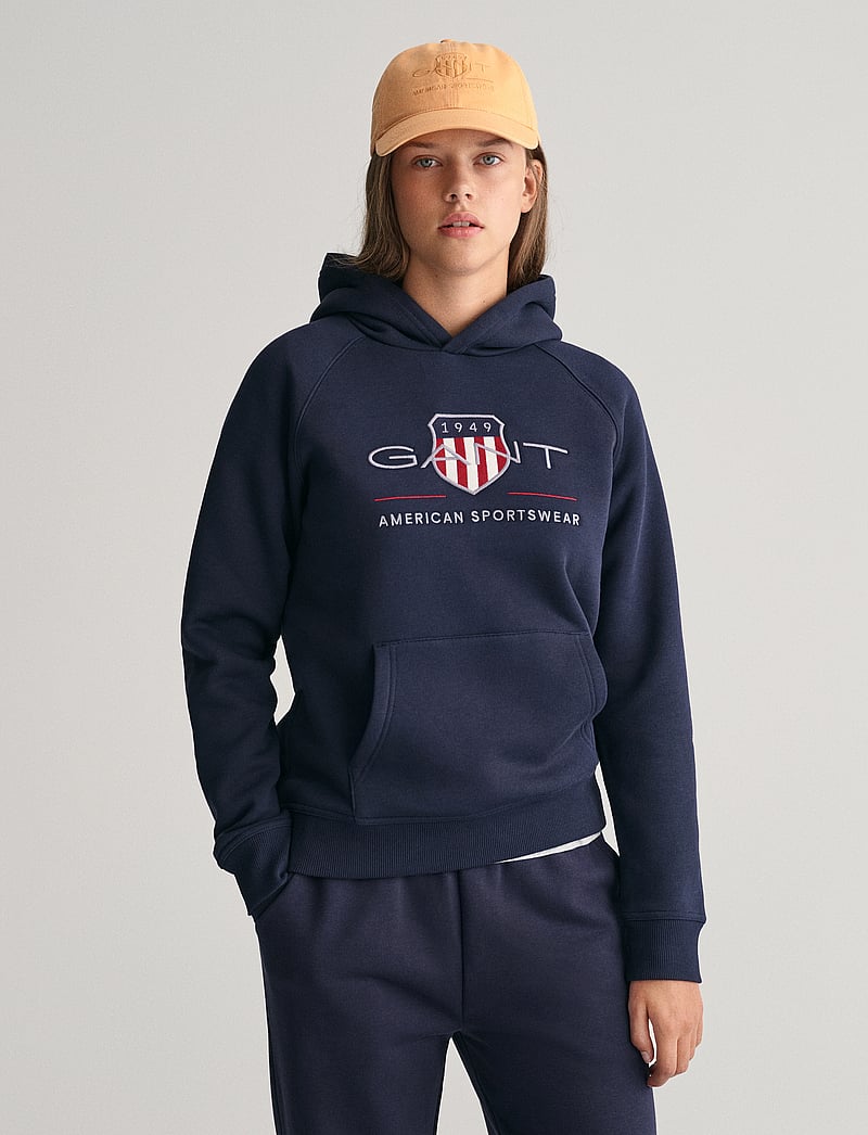 GANT - ARCHIVE SHIELD HOODIE - kapuzenpullover - evening blue - 0