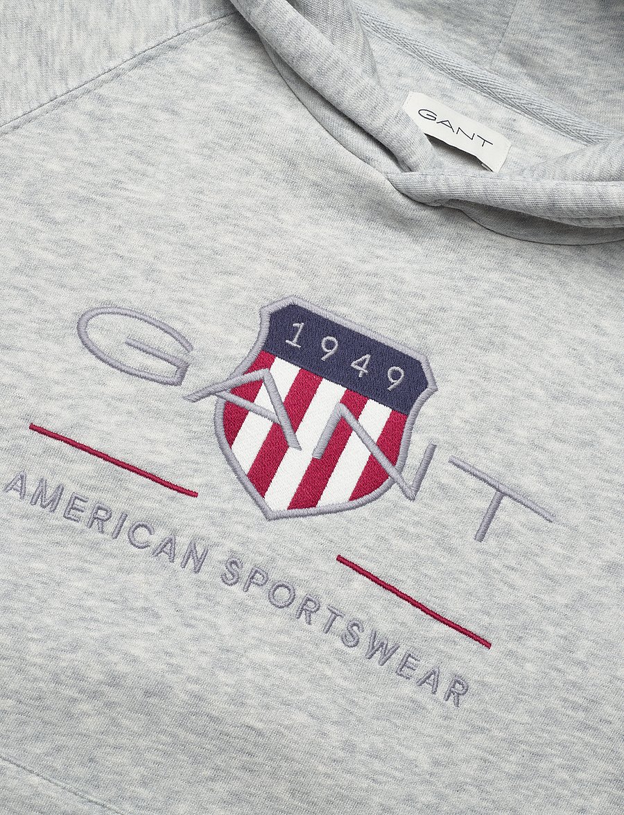 Gant - ARCHIVE SHIELD HOODIE - kapuzenpullover - light grey melange - 2