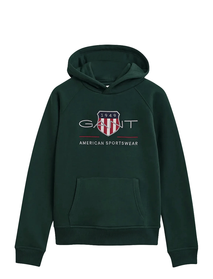 Gant - ARCHIVE SHIELD HOODIE - hættetrøjer - tartan green - 0