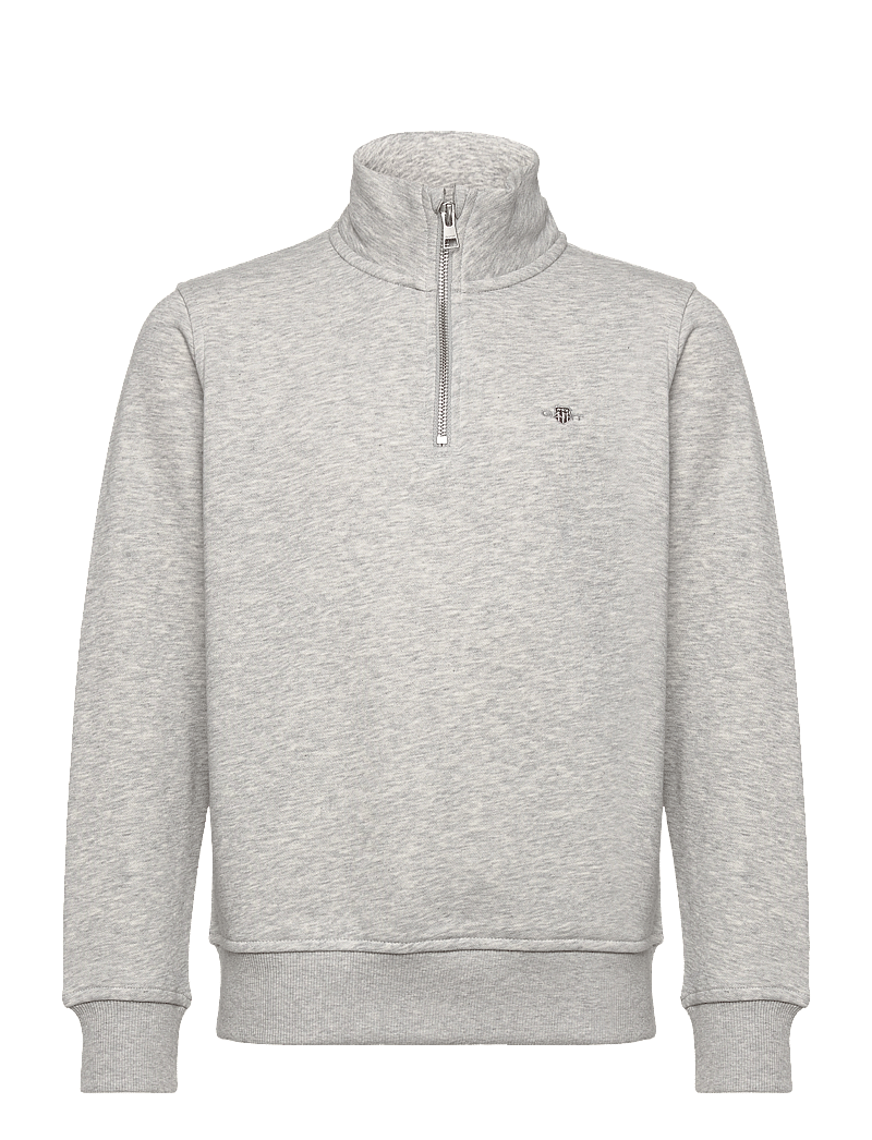 GANT - SHIELD HALF ZIP SWEATSHIRT - sweatshirts - light grey melange - 0
