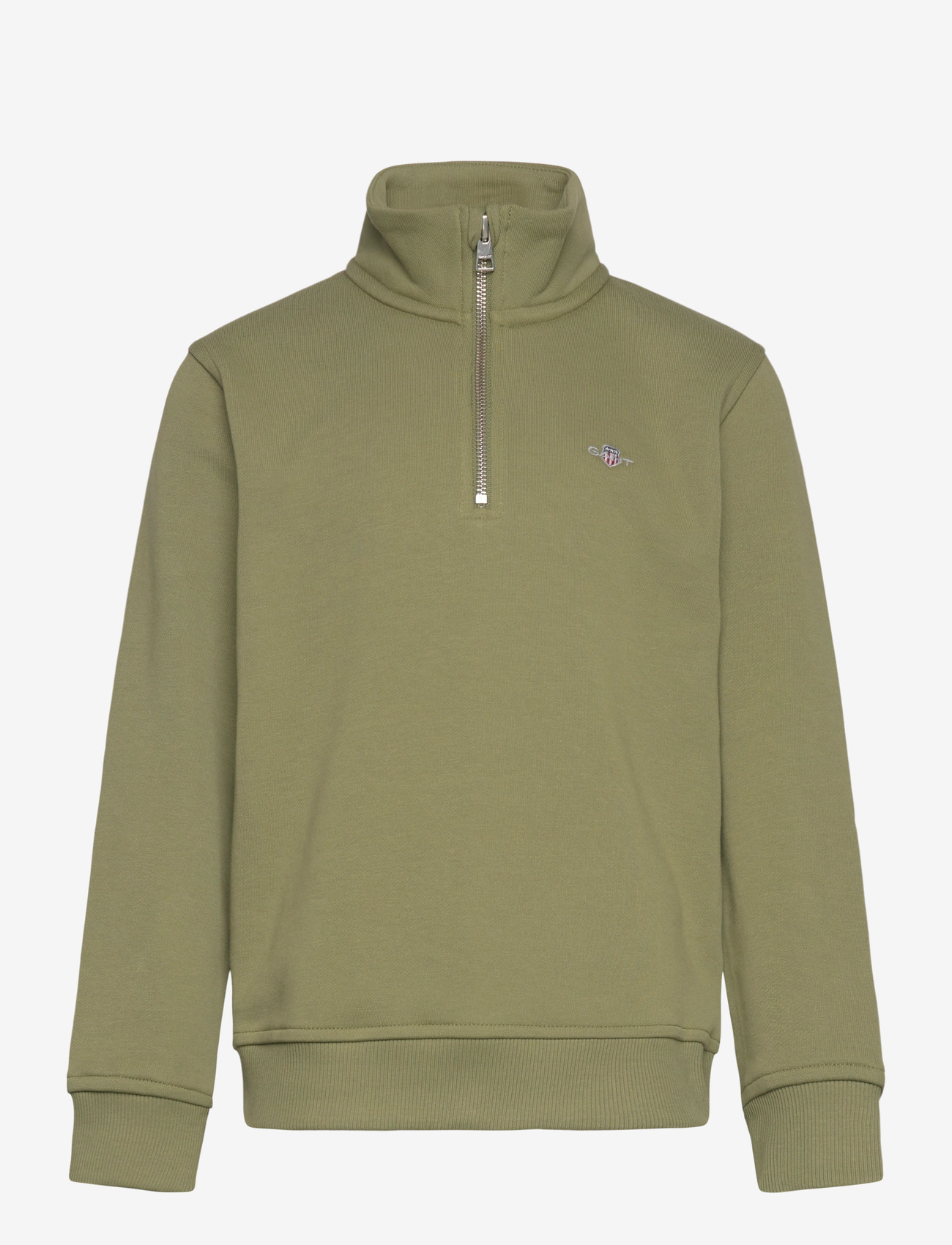 Gant - SHIELD HALF ZIP SWEATSHIRT - sweatshirts - washed olive - 0