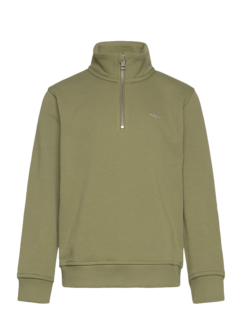 Gant - SHIELD HALF ZIP SWEATSHIRT - sweatshirts - washed olive - 0
