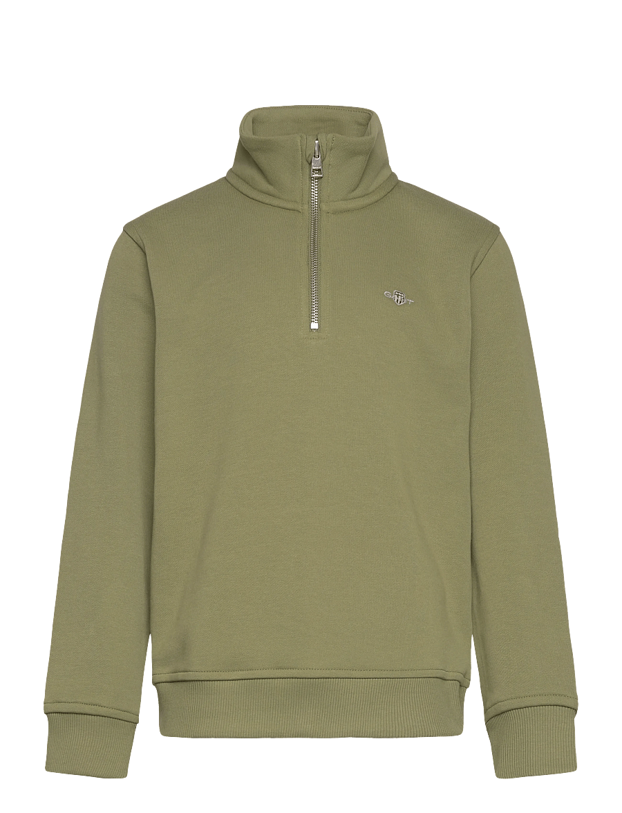 Gant - SHIELD HALF ZIP SWEATSHIRT - sweatshirts - washed olive - 0
