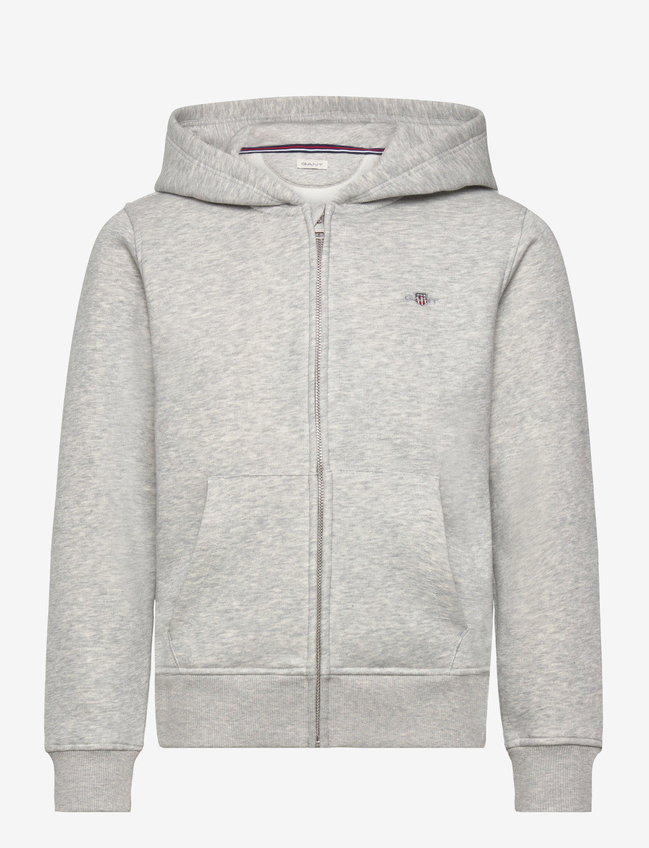 GANT - SHIELD ZIP HOODIE - huvtröjor - light grey melange - 0