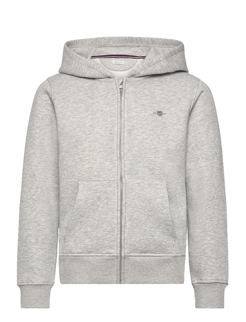 GANT - SHIELD ZIP HOODIE - huvtröjor - light grey melange - 0