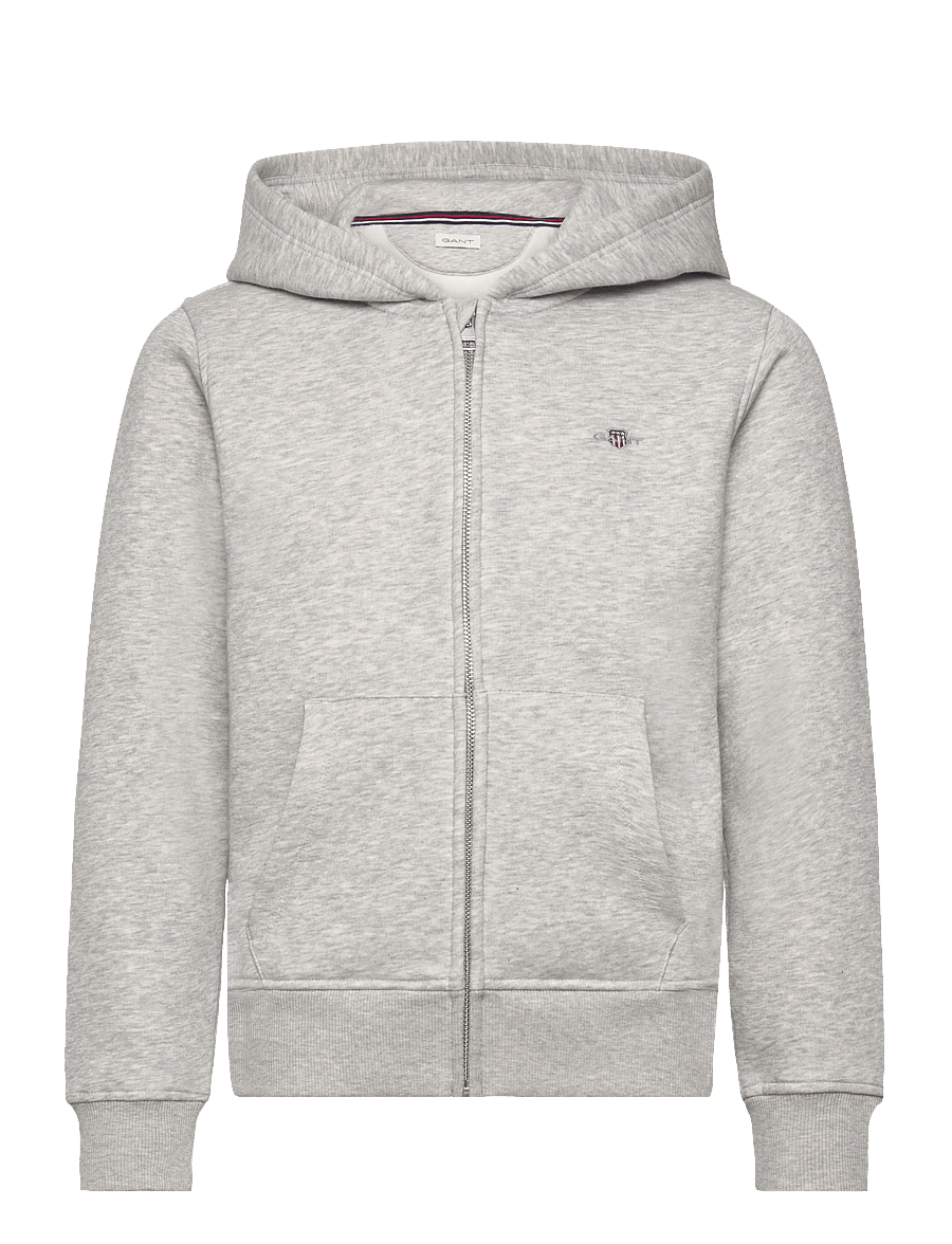 Gant - SHIELD ZIP HOODIE - huvtröjor - light grey melange - 0