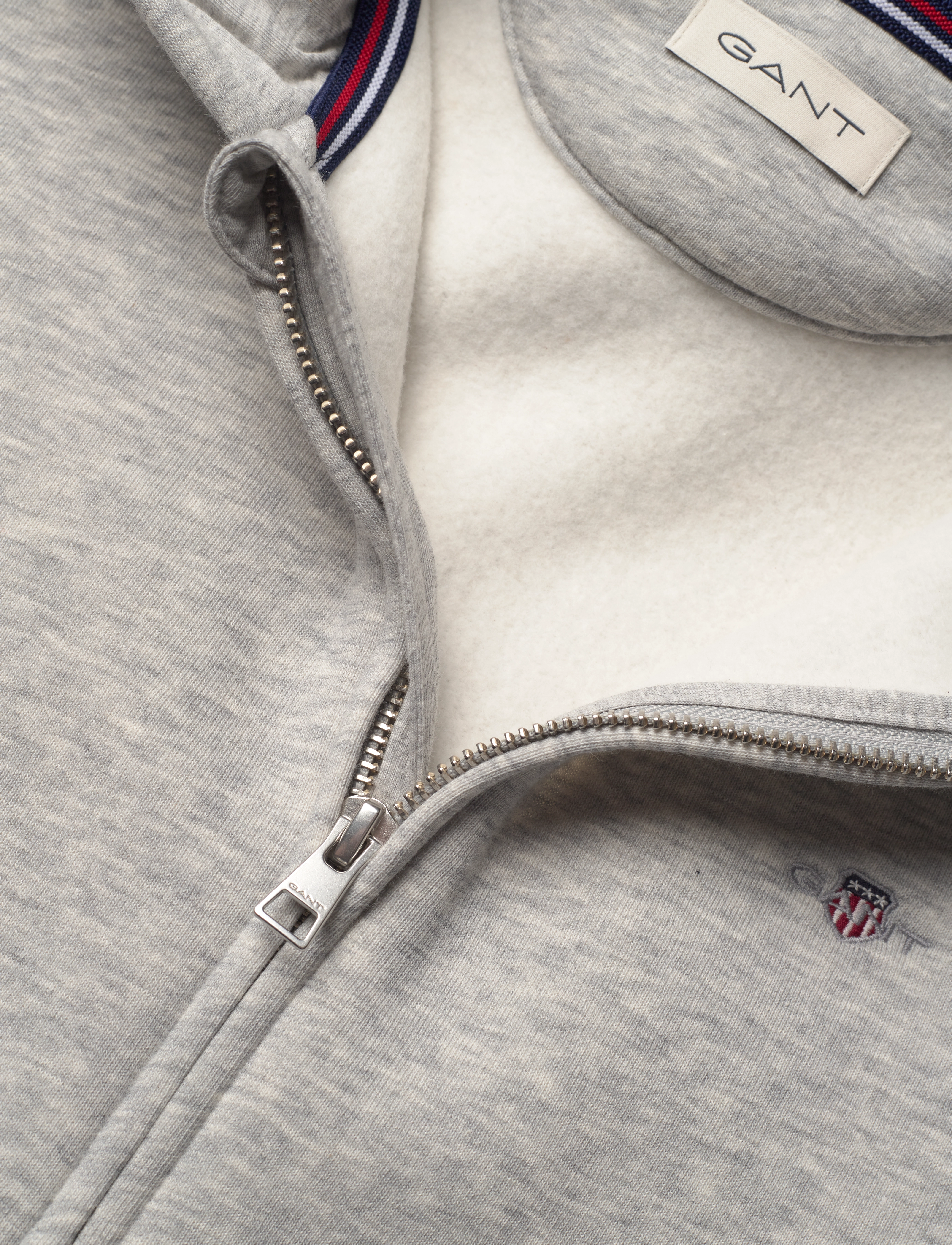 Gant - SHIELD ZIP HOODIE - huvtröjor - light grey melange - 2
