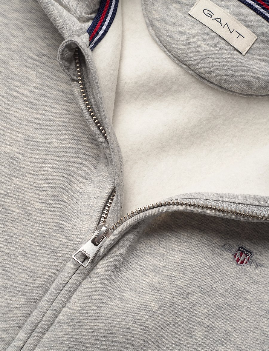 Gant - SHIELD ZIP HOODIE - huvtröjor - light grey melange - 2