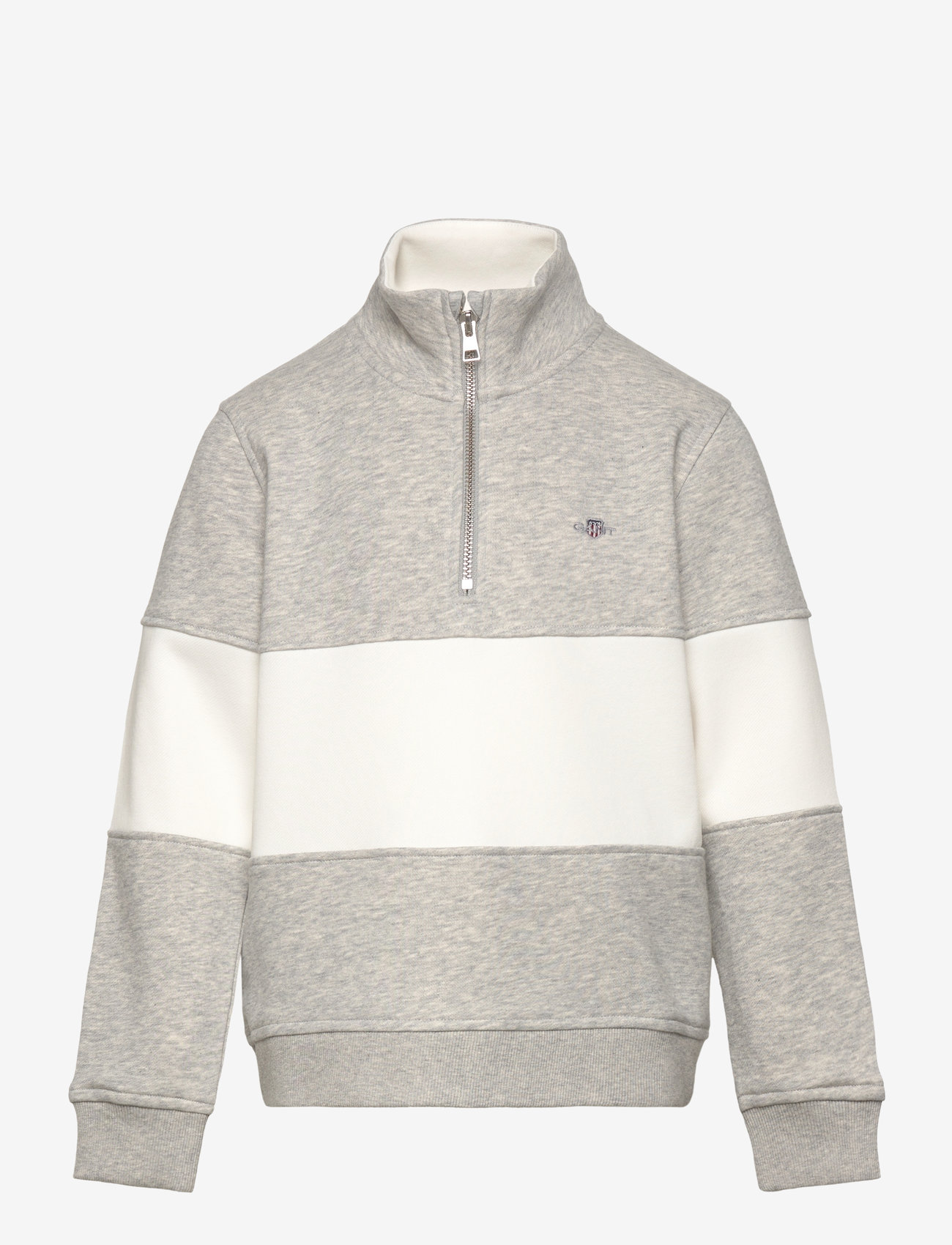 Gant - COLOR BLOCKED SHIELD HALF ZIP - sweatshirts - light grey melange - 0