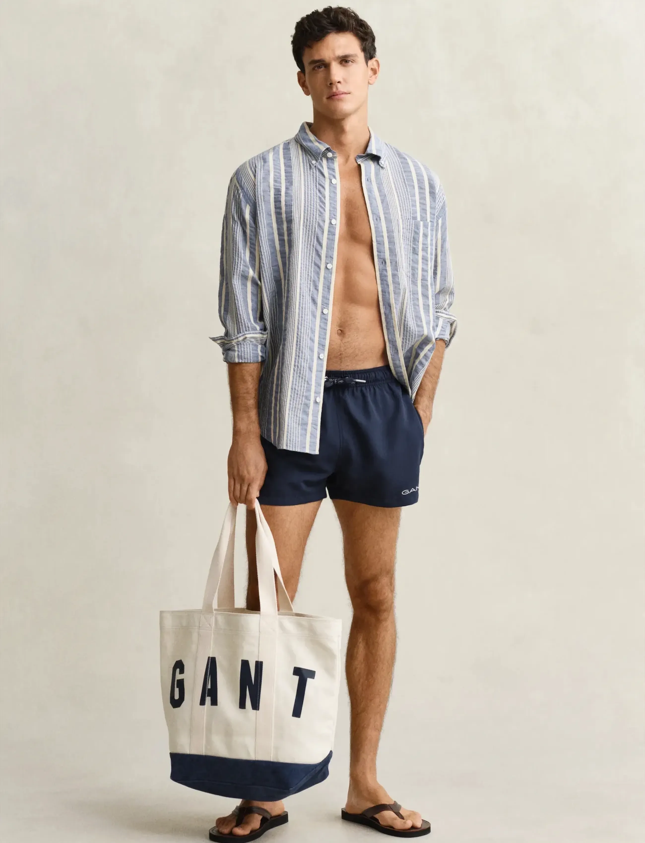 Gant Quick Dry Logo Swim Shorts, Mænd, Badeshorts, Navy, Str: XXL