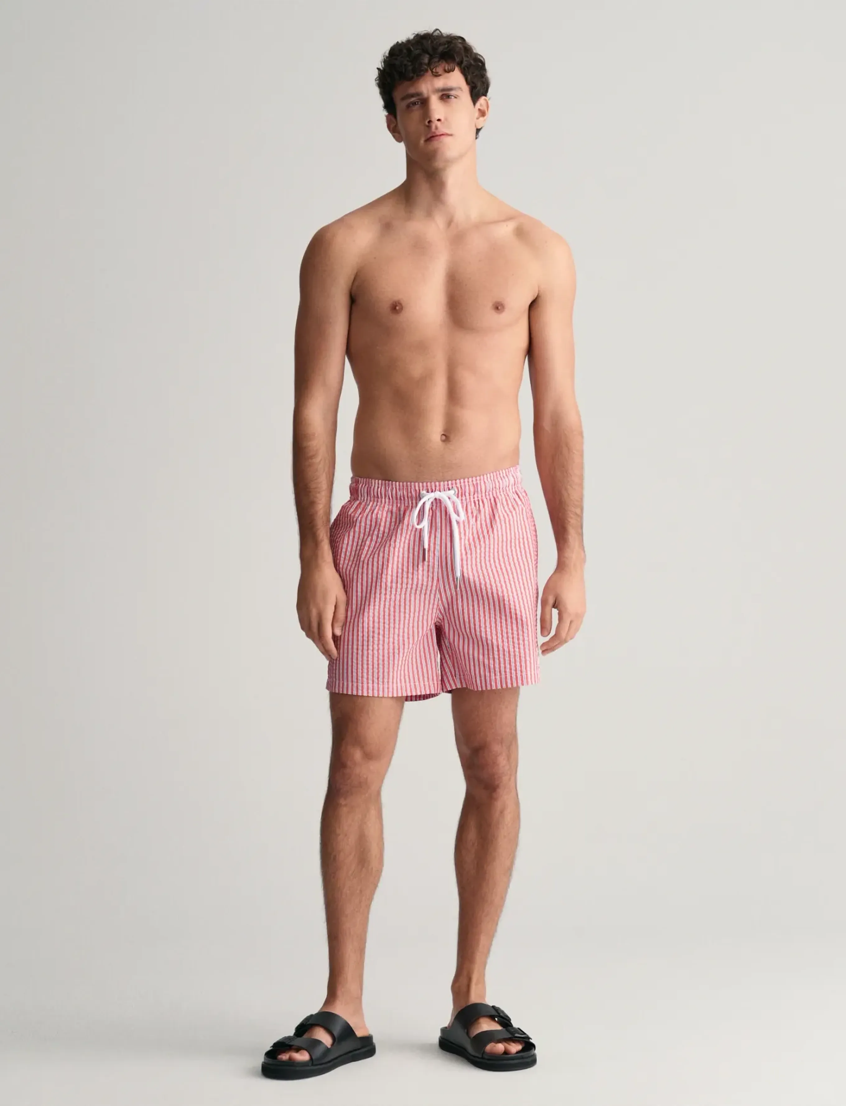 Gant Seersucker Swim Shorts, Mænd, Seersucker Badeshorts, Rød, Str: XXXL