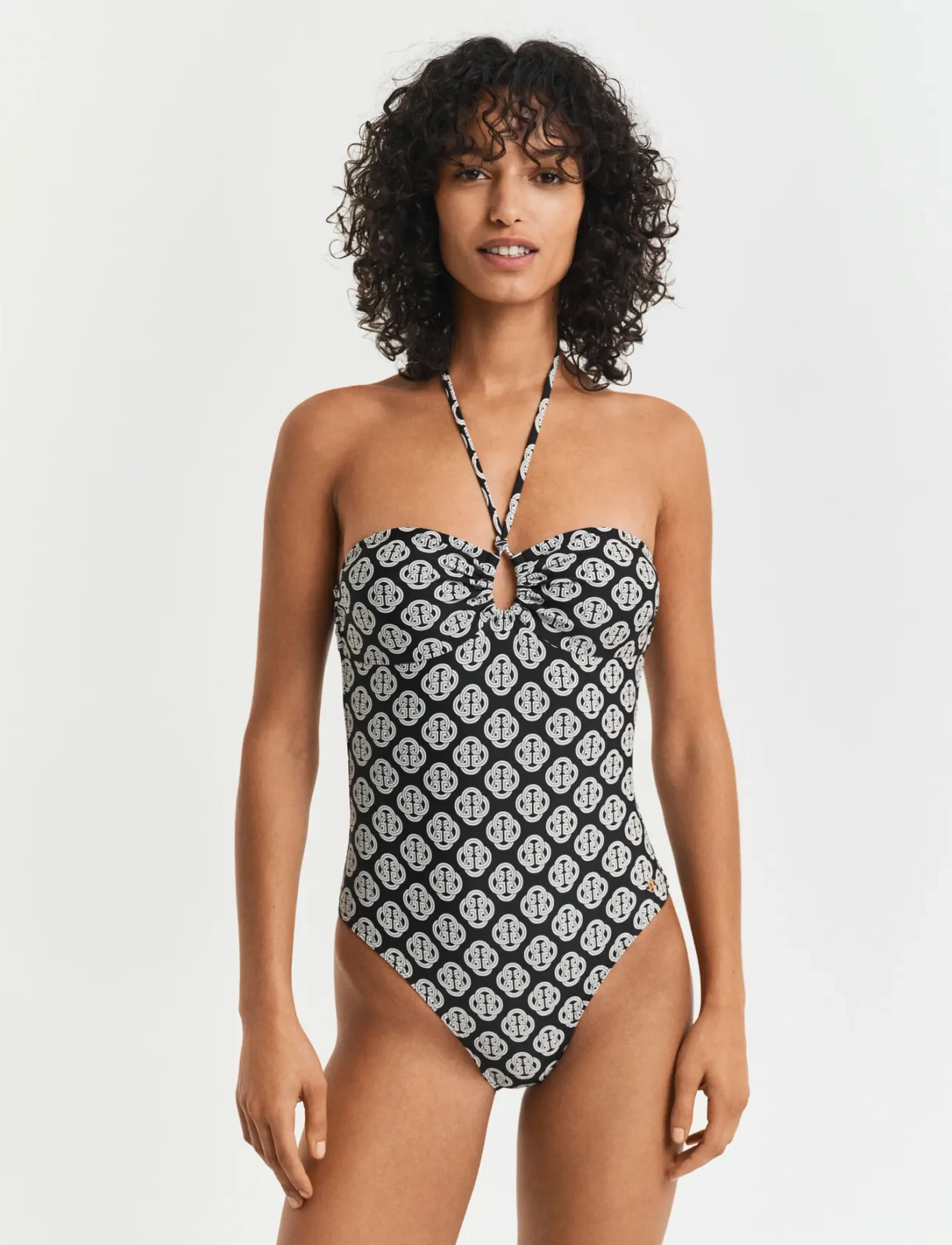 Gant Monogram Print Swimsuit, XS, Bademode, Schwarz - Swimsuits, Frauen