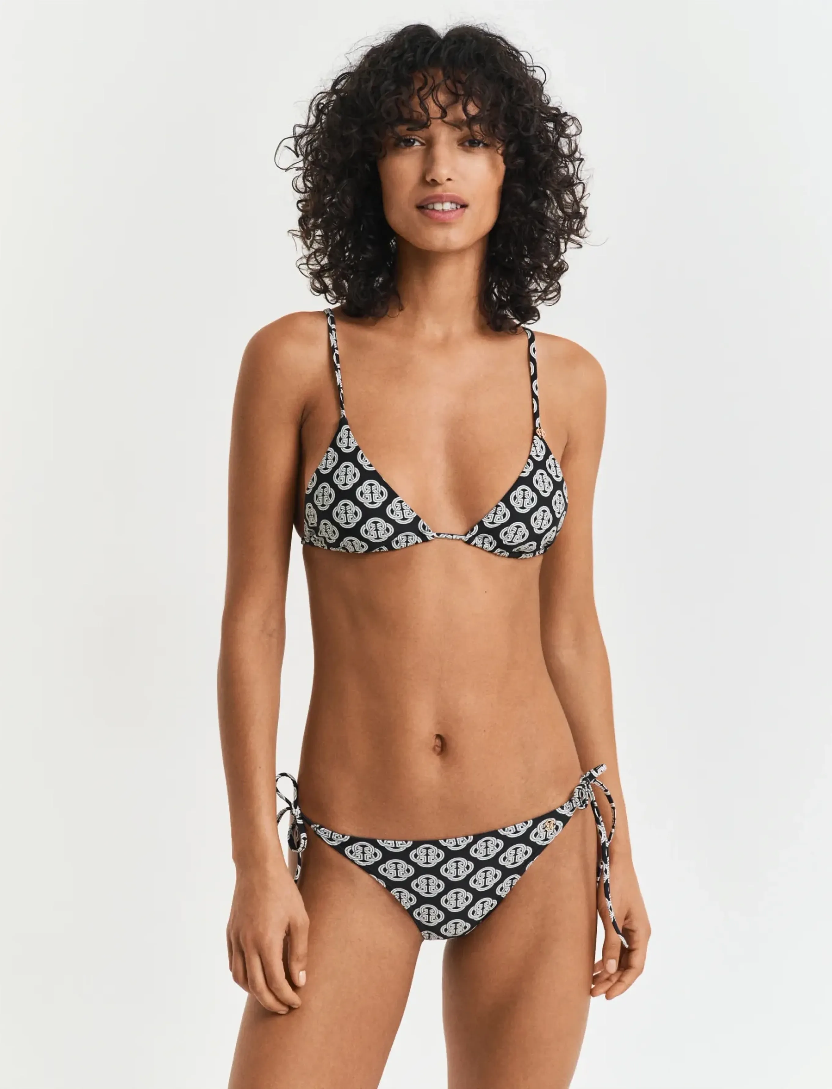 Gant Monogram Print Triangle Top, Kvinder, Monogram Print Trekantstop, Sort, Str: XS
