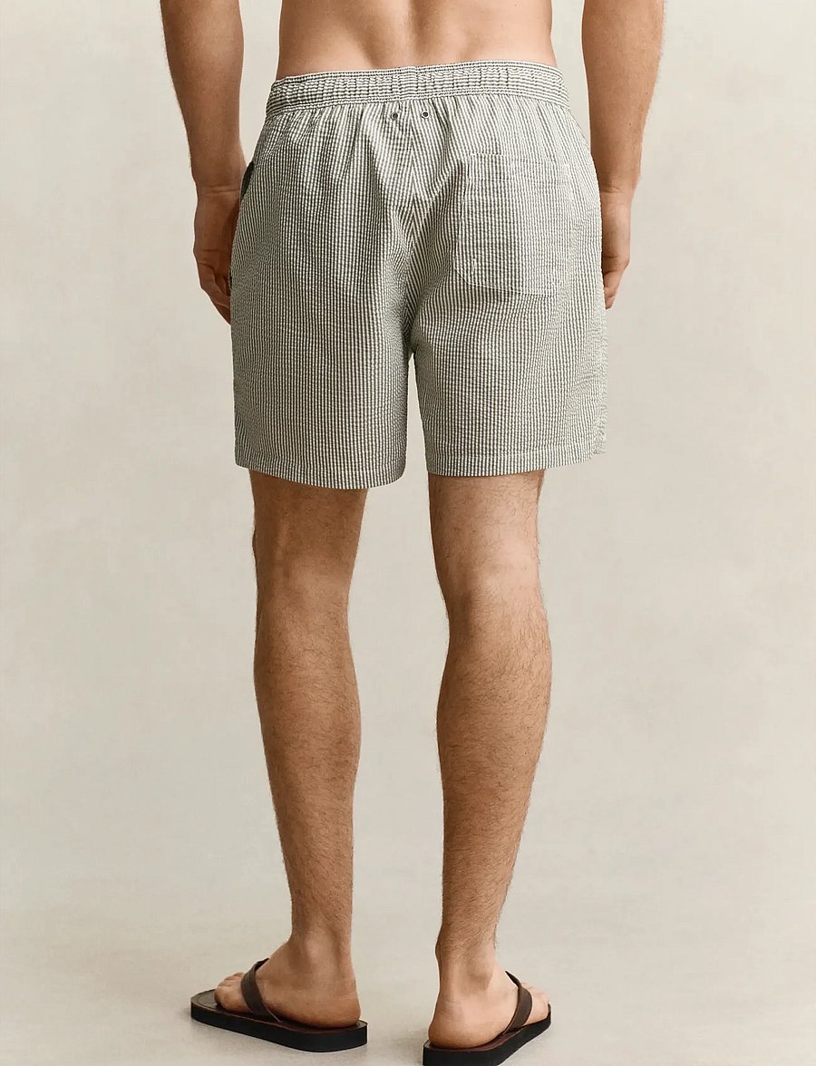 Gant - STRIPED SEERSUCKER SWIM SHORTS - badeshorts - dry herb green - 2