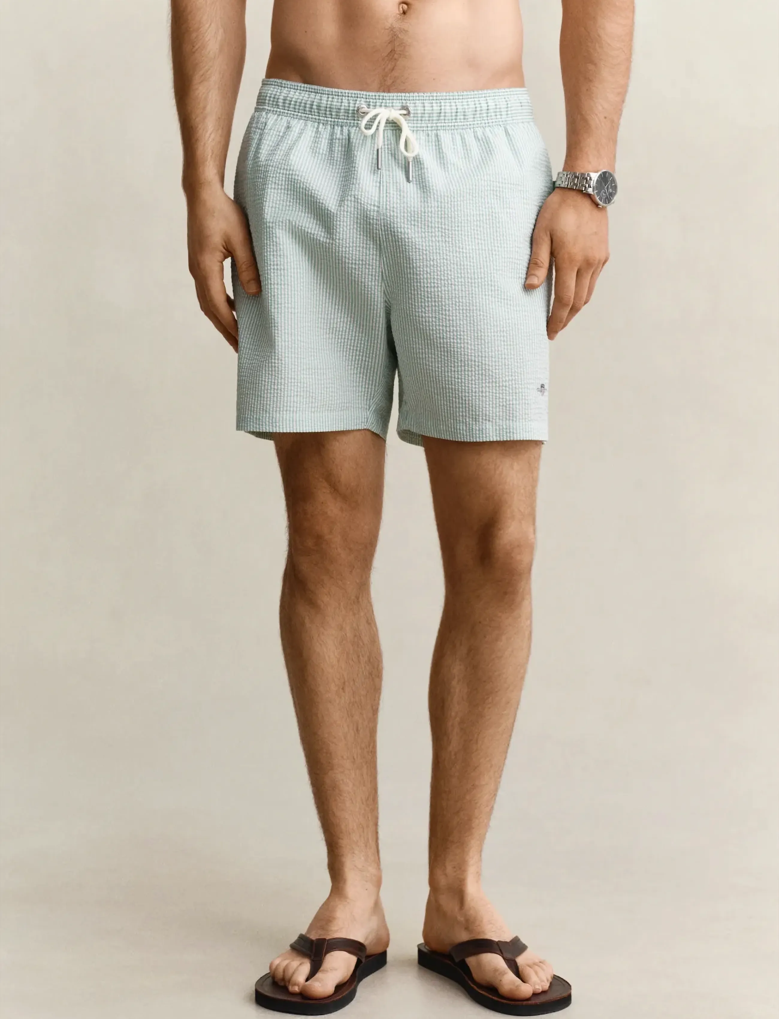 Gant - STRIPED SEERSUCKER SWIM SHORTS - badeshorts - muted turquoise - 3
