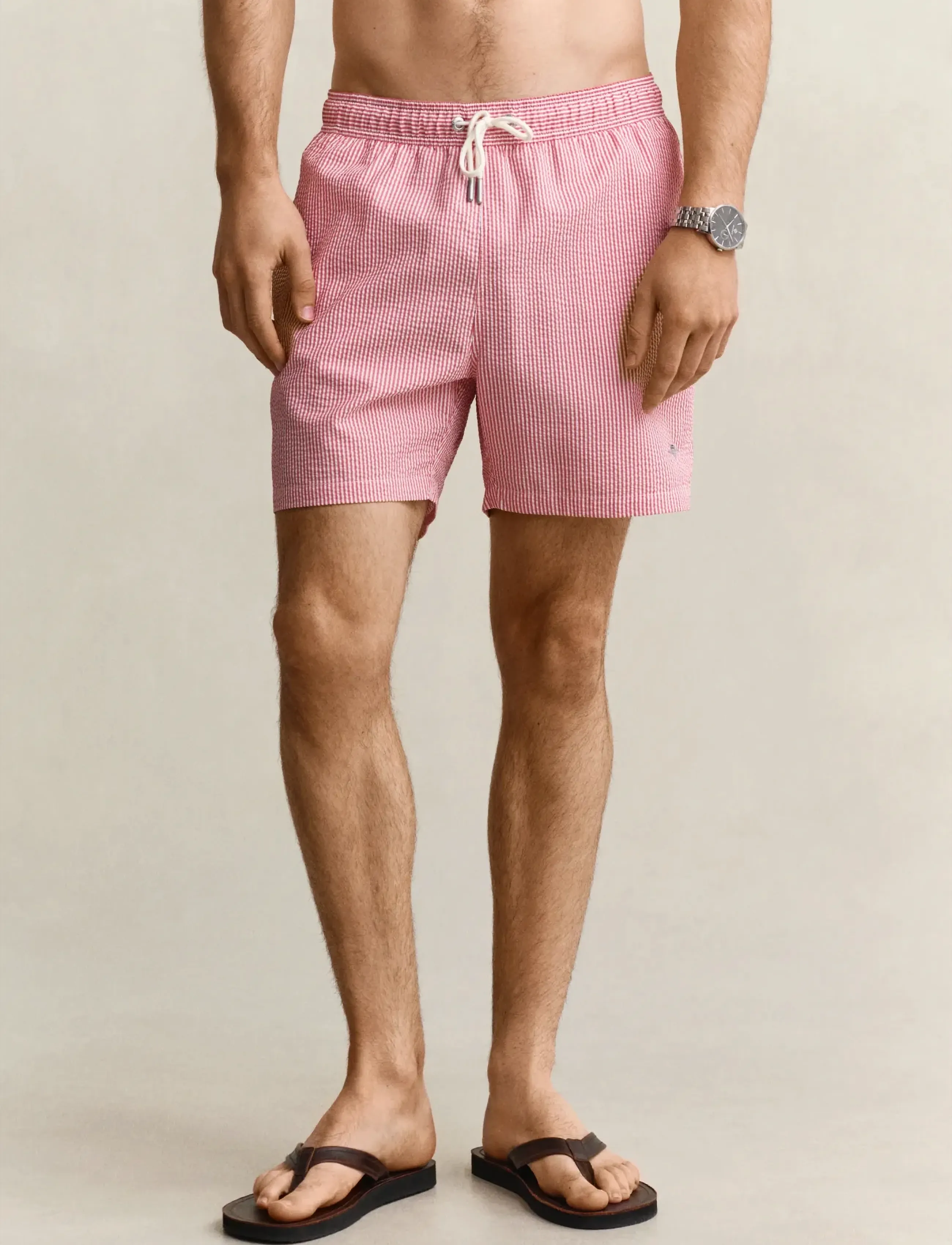 Gant - STRIPED SEERSUCKER SWIM SHORTS - badeshorts - rose red - 3