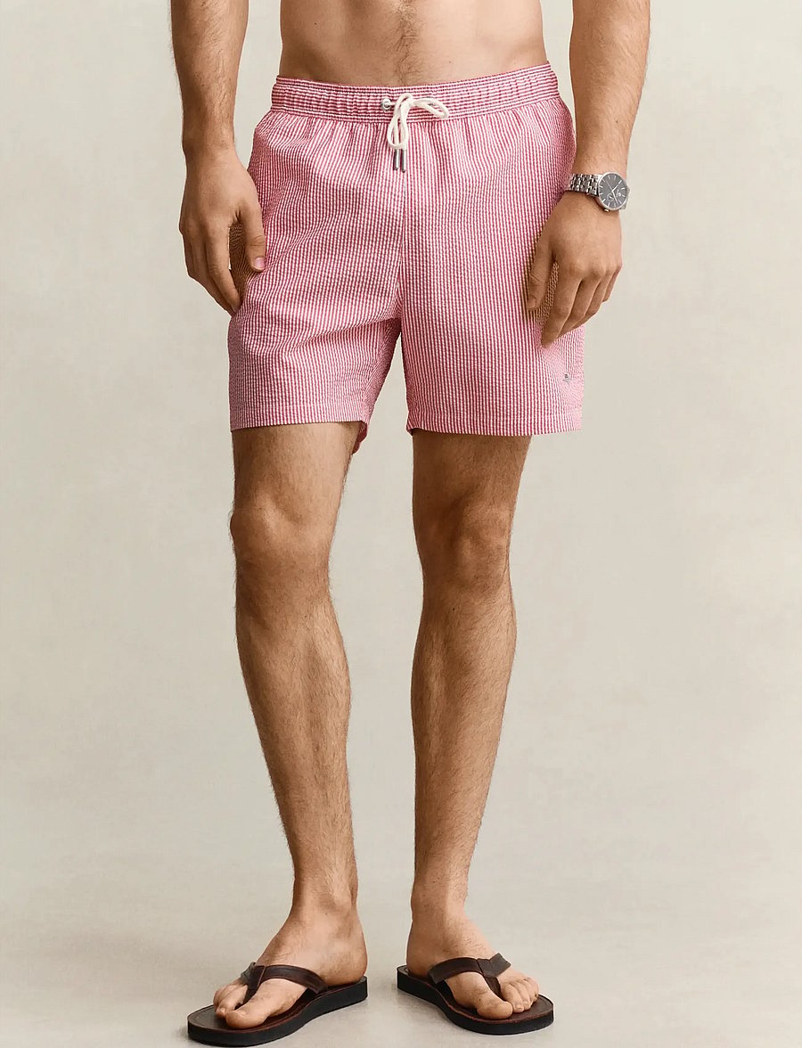Gant - STRIPED SEERSUCKER SWIM SHORTS - badeshorts - rose red - 3