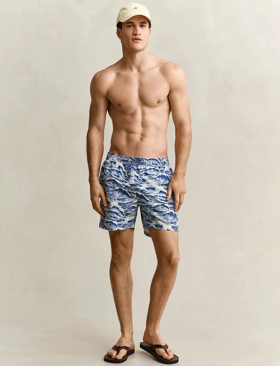 Gant - WAVES PRINT SWIM SHORTS - badeshorts - vintage blue - 0