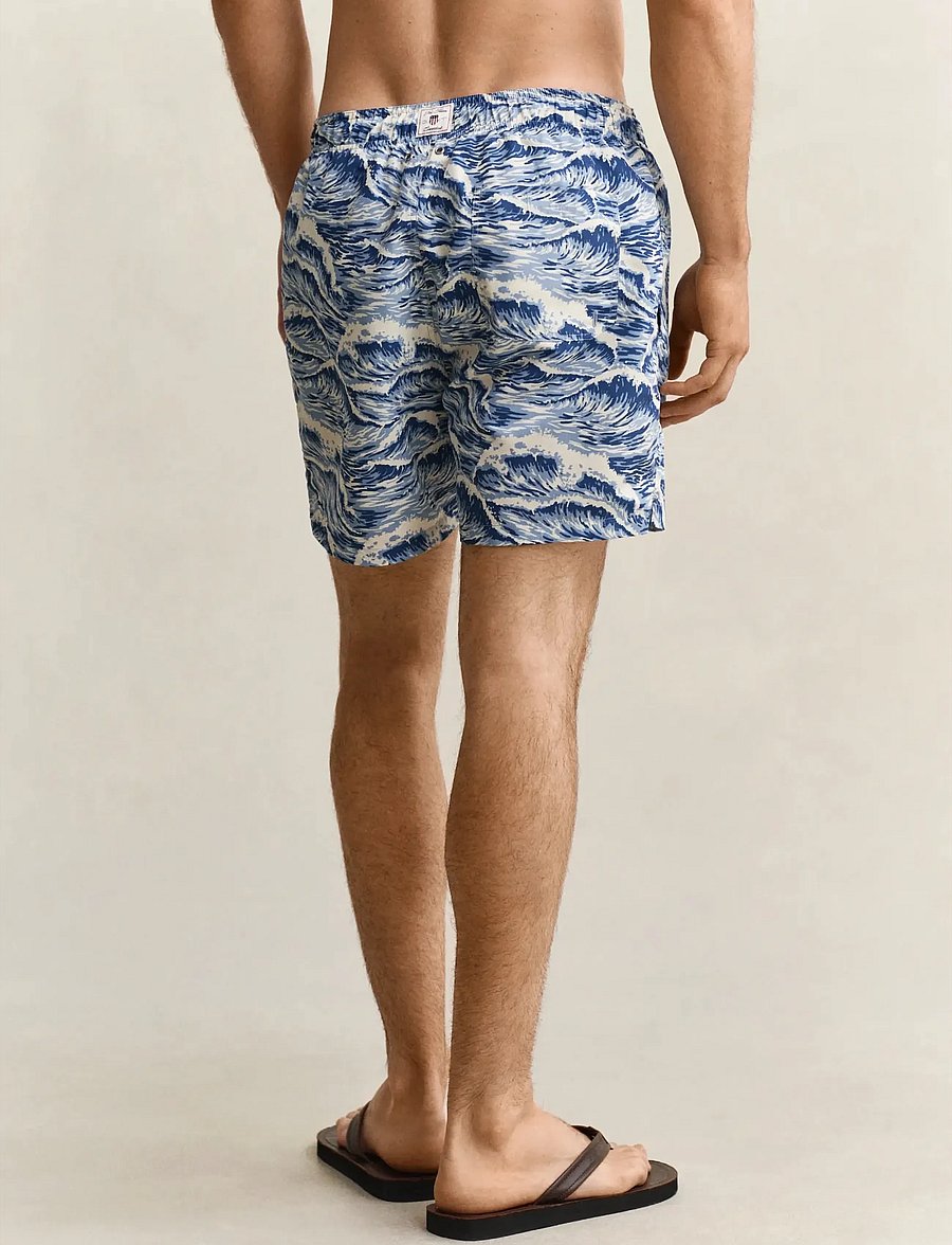 Gant - WAVES PRINT SWIM SHORTS - badeshorts - vintage blue - 2